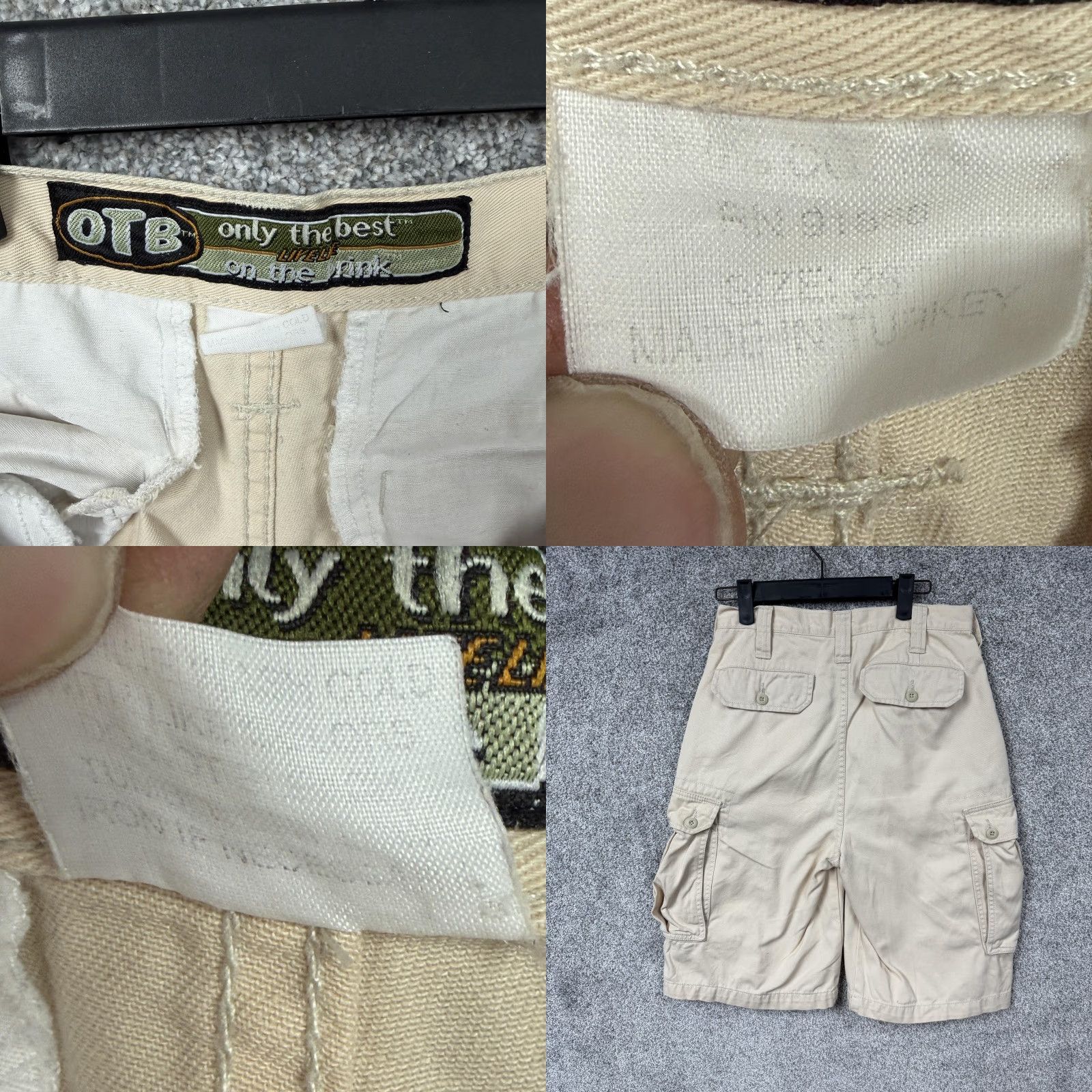 Vintage Vtg OTB Cargo Shorts Mens 28x9 Beige Canvas Cargo Pocket Pockets Flat Front Zip Fly Modern Grunge Outdoor Retro 90s Mens Size US 28 / EU 44 - 8 Thumbnail