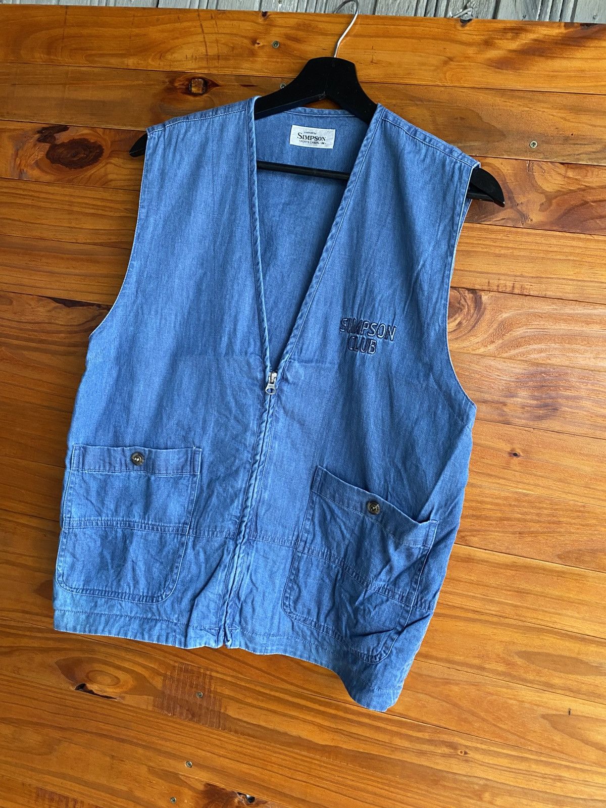 Vintage Vintage Simpson Club Denim Vest 90s Sports Casual Embroidere Size US M / EU 48-50 / 2 - 4 Thumbnail