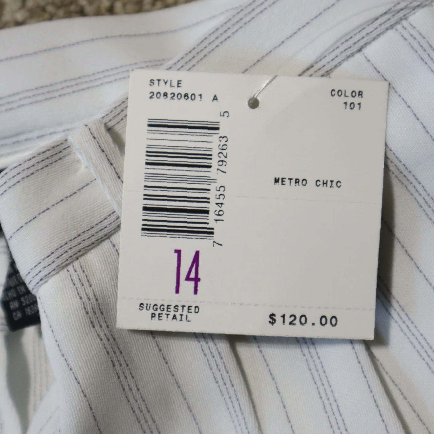 Liz Claiborne VINTAGE Liz Claiborne Pants White Pin Stripe Chino Wide-Leg Regular 14 Inches Adult Womens Size 36" / US 14 / IT 50 - 3 Thumbnail