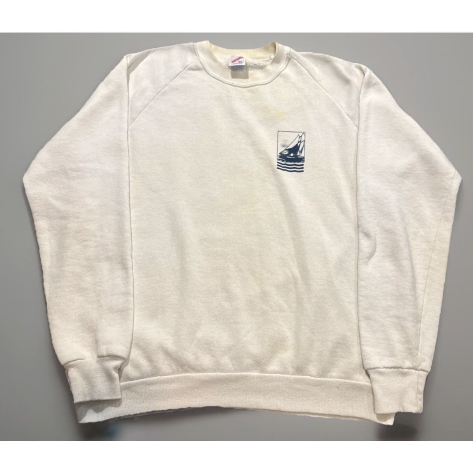 Jerzees VINTAGE 90s Sailboat Sail Art Nautical White Jerzees Crewneck Sweatshirt XL Men Pullover Size US XL / EU 56 / 4 - 2 Thumbnail