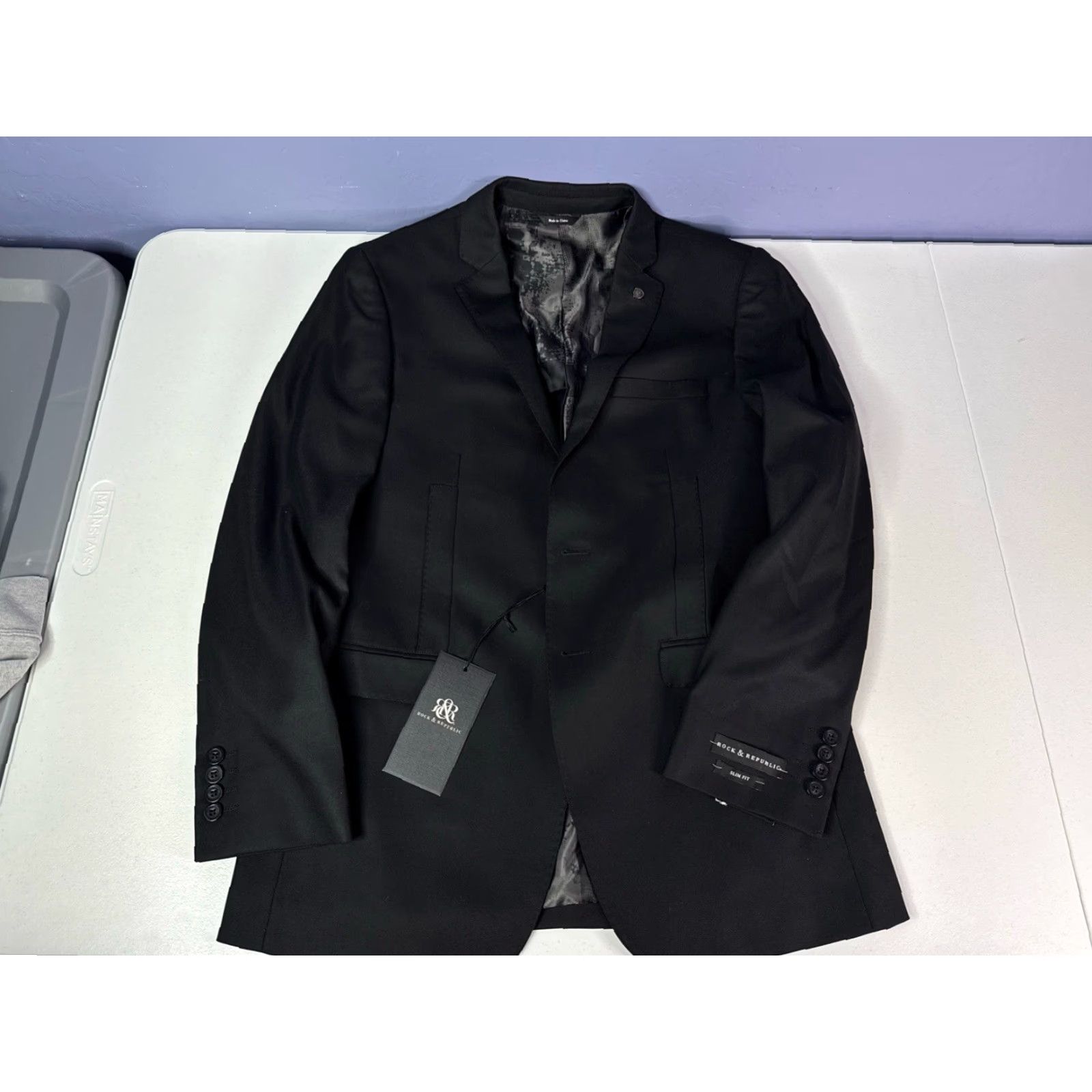 Vintage Rock & Republic Blazer Slim Fit Sport Coat 38R Black Mens New W Tags Size 38R - 2 Thumbnail