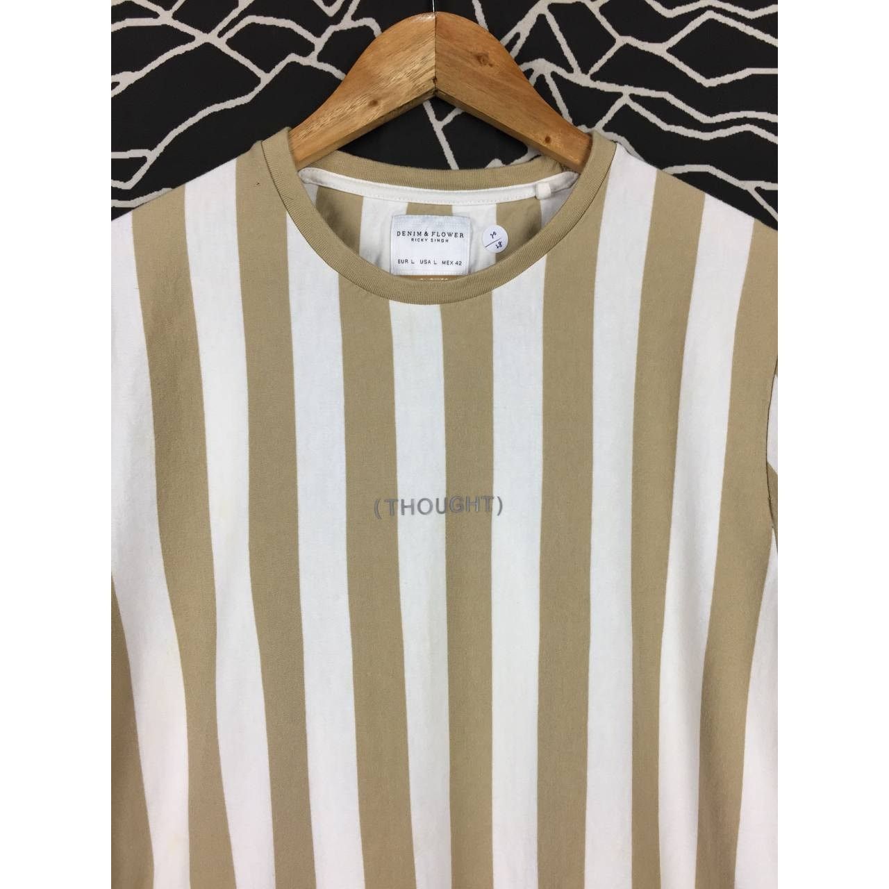 Vintage Denim & Flower Ricky Singh Thought Spell Out Logo Stripe Tee Size US L / EU 52-54 / 3 - 3 Thumbnail