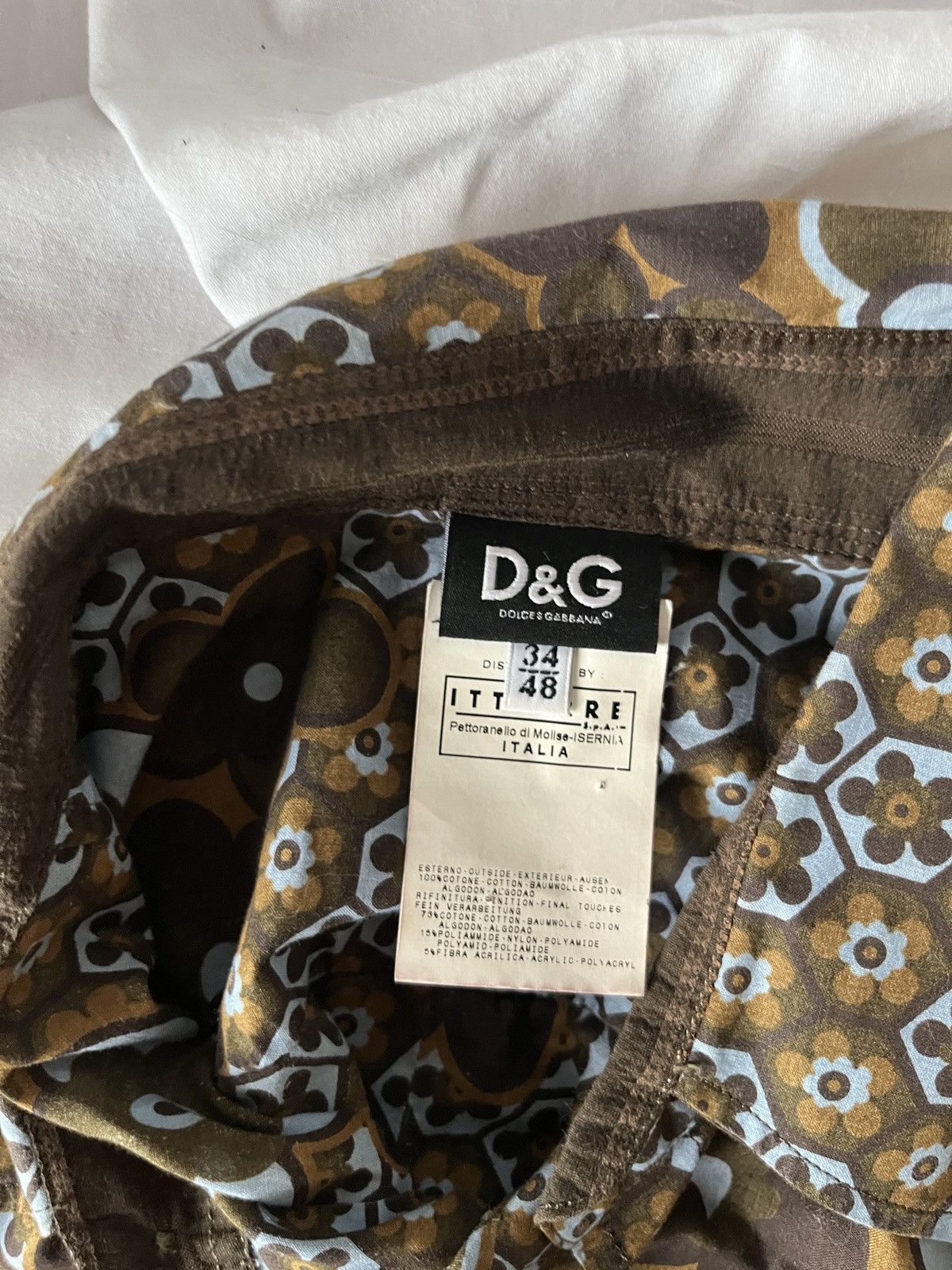 Dolce & Gabbana Ittierre brown floral print button down shirt Size US M / EU 48-50 / 2 - 5 Thumbnail