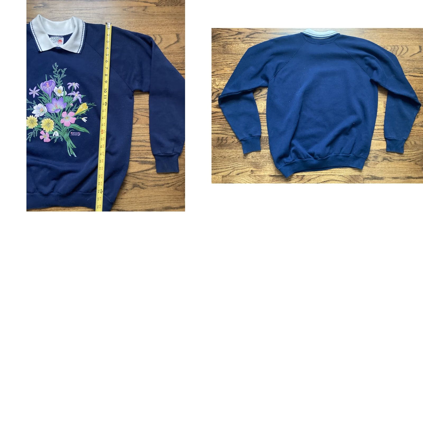 Vintage VTG Morning Sun Flowers Collared Sweatshirt Pullover Womens XL Cottage Core USA Size XL / US 12-14 / IT 48-50 - 8 Thumbnail