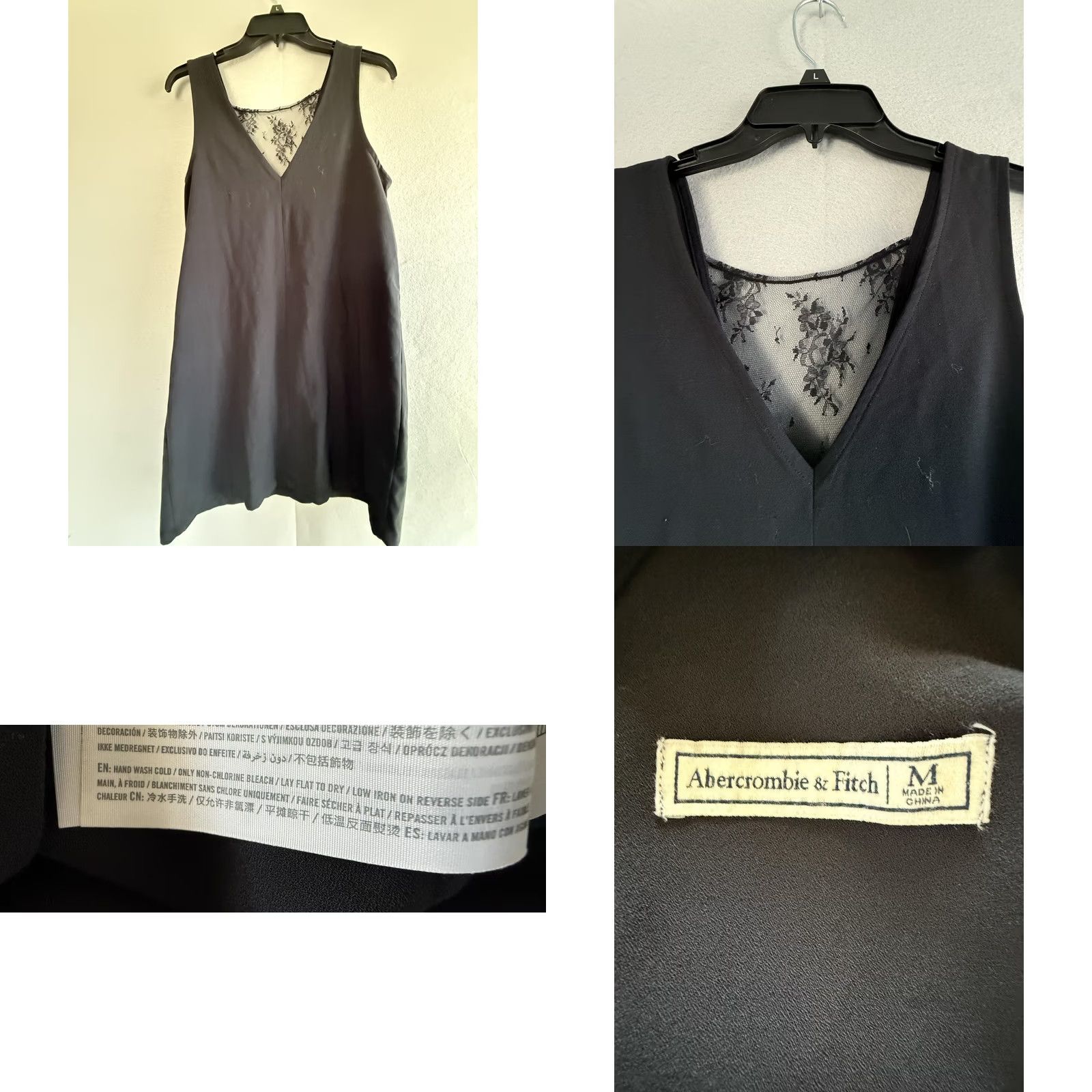 Abercrombie & Fitch Abercrombie & Fitch Dress Womens Medium Black Lace V Neck Tank Shift Party Size M / US 6-8 / IT 42-44 - 8 Thumbnail