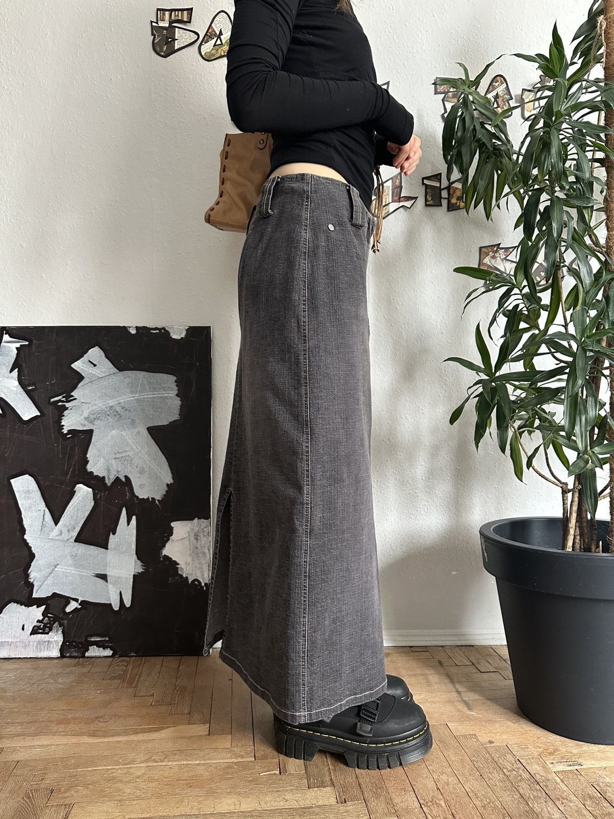 20471120 × Seditionaries Vintage Basic Gray Maxi Denim Skirt Punky Subversive Size 26" / US 2 / IT 38 - 4 Thumbnail