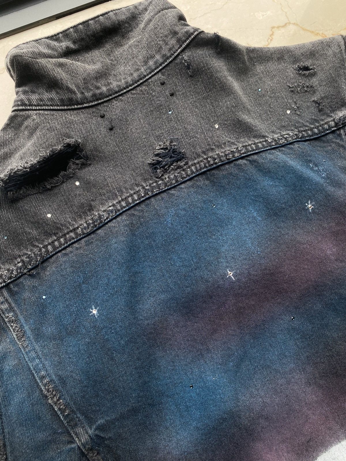 Amiri AMIRI 18AW Starry Night Moon Wolf Destroyed Denim Jacket Size US XL / EU 56 / 4 - 10 Thumbnail
