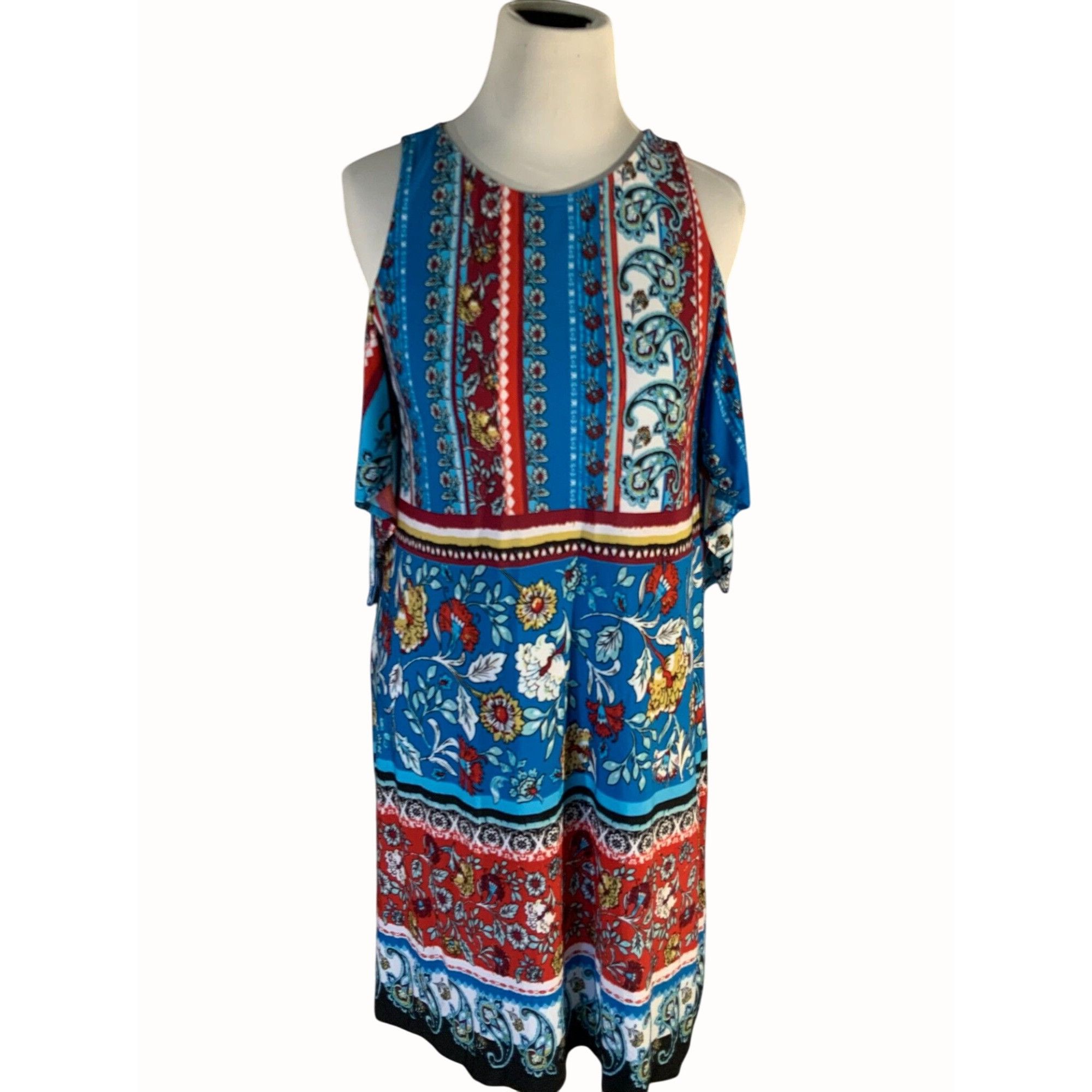 Designer Bohemian Floral Print Colorful Keyhole Sleeveless Dress S Size S / US 4 / IT 40 - 1 Thumbnail