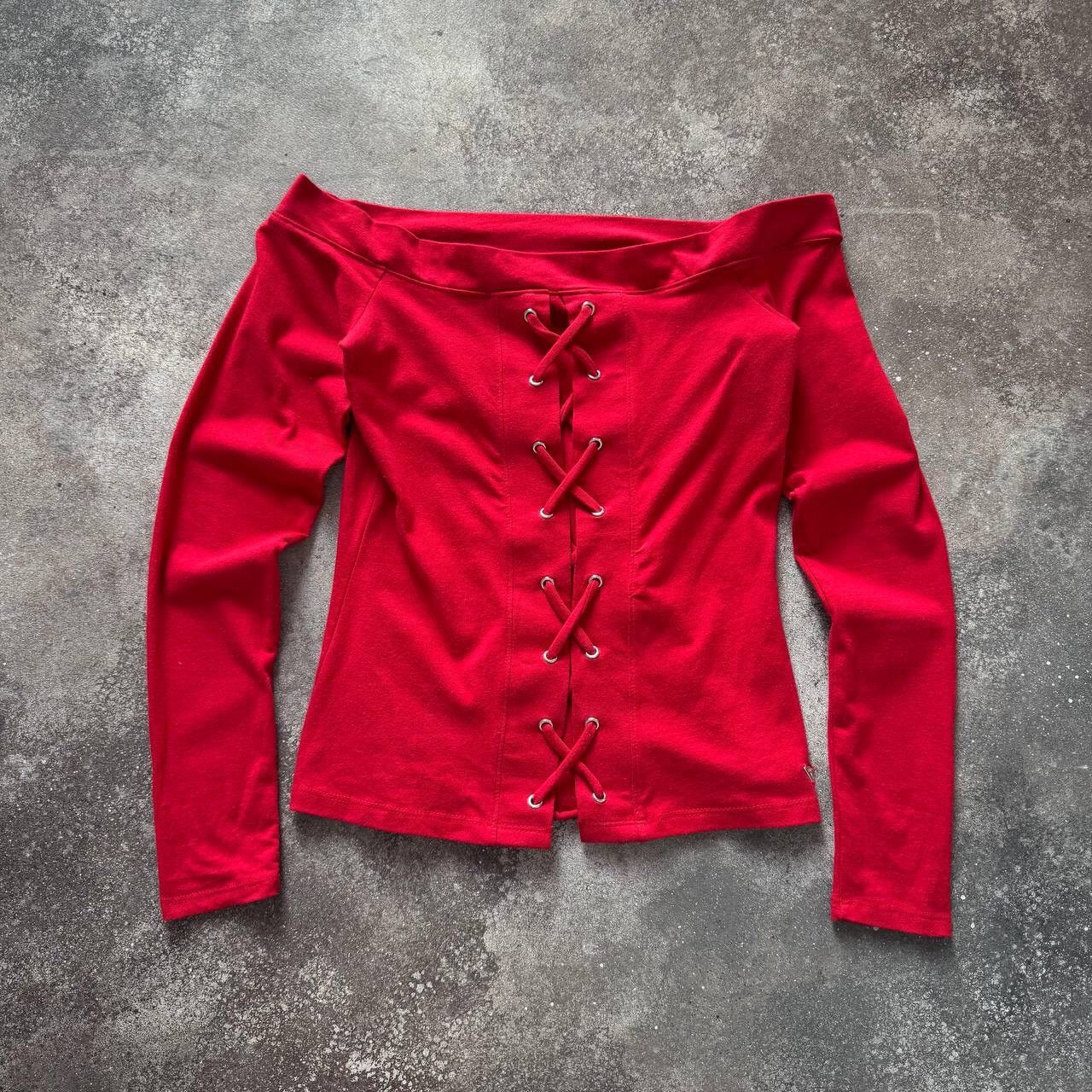 Guess Y2K Vintage Super Sexy Lace Up Long Sleeve Top