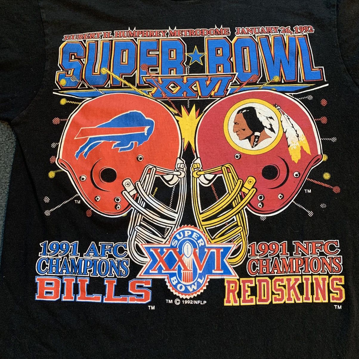 Fruit Of The Loom Vintage 1992 Super Bowl XXVI T-Shirt L Single Stitch Size US L / EU 52-54 / 3 - 3 Thumbnail