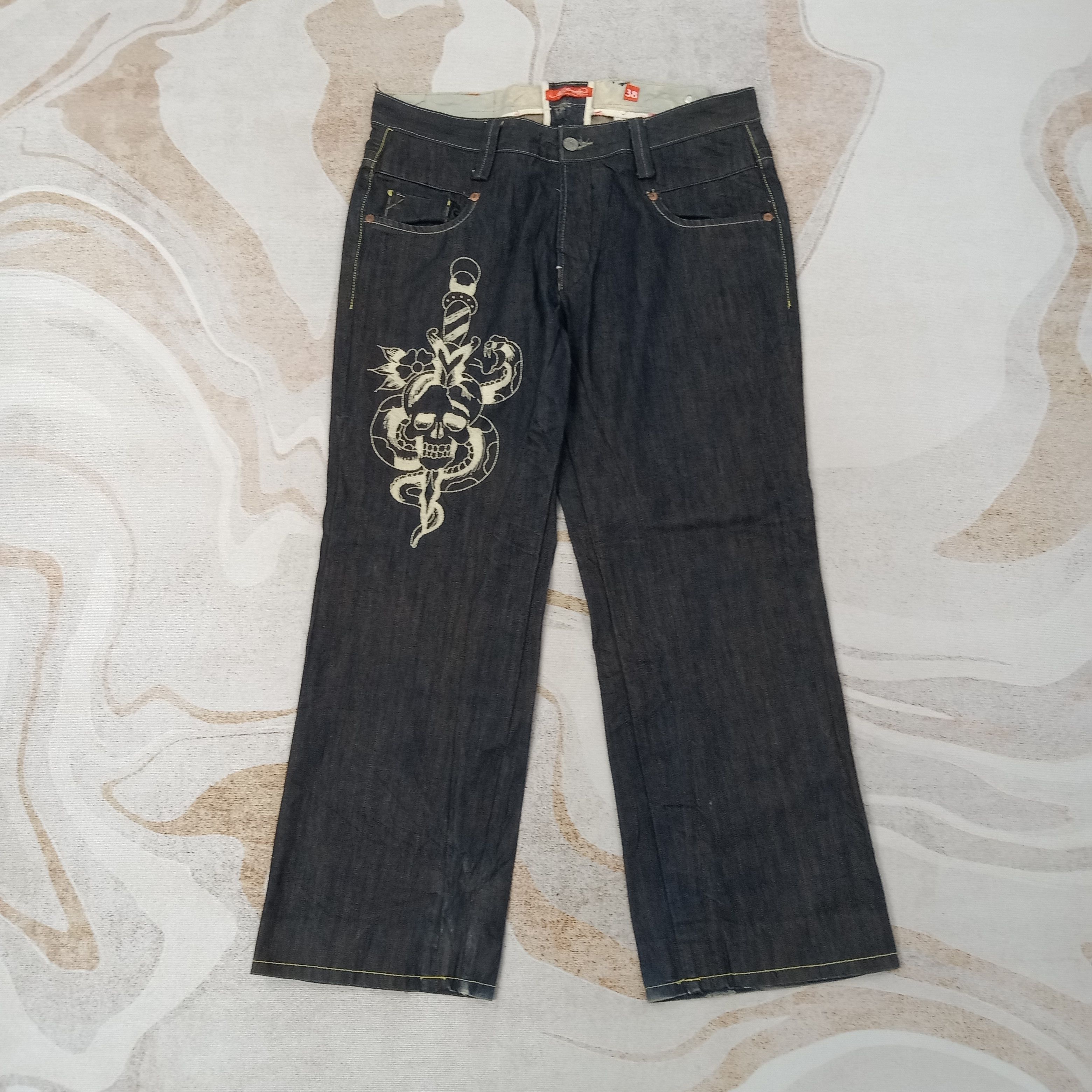 Ed Hardy Ed Hardy Christian Audiguer Embroidery Denim Jeans C258N15 Size US 38 / EU 54 - 5 Thumbnail