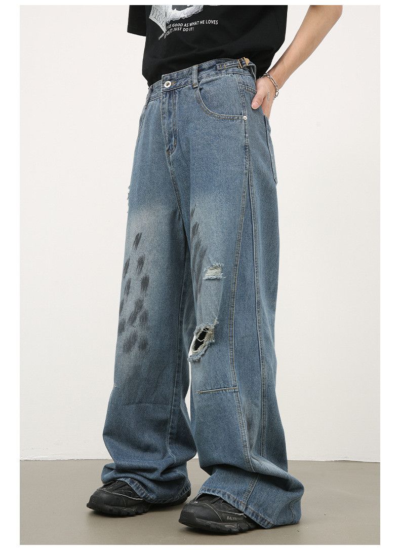 Japanese Brand × Jean American retro distressed straight-leg ripped jeans Size US 32 / EU 48 - 5 Thumbnail