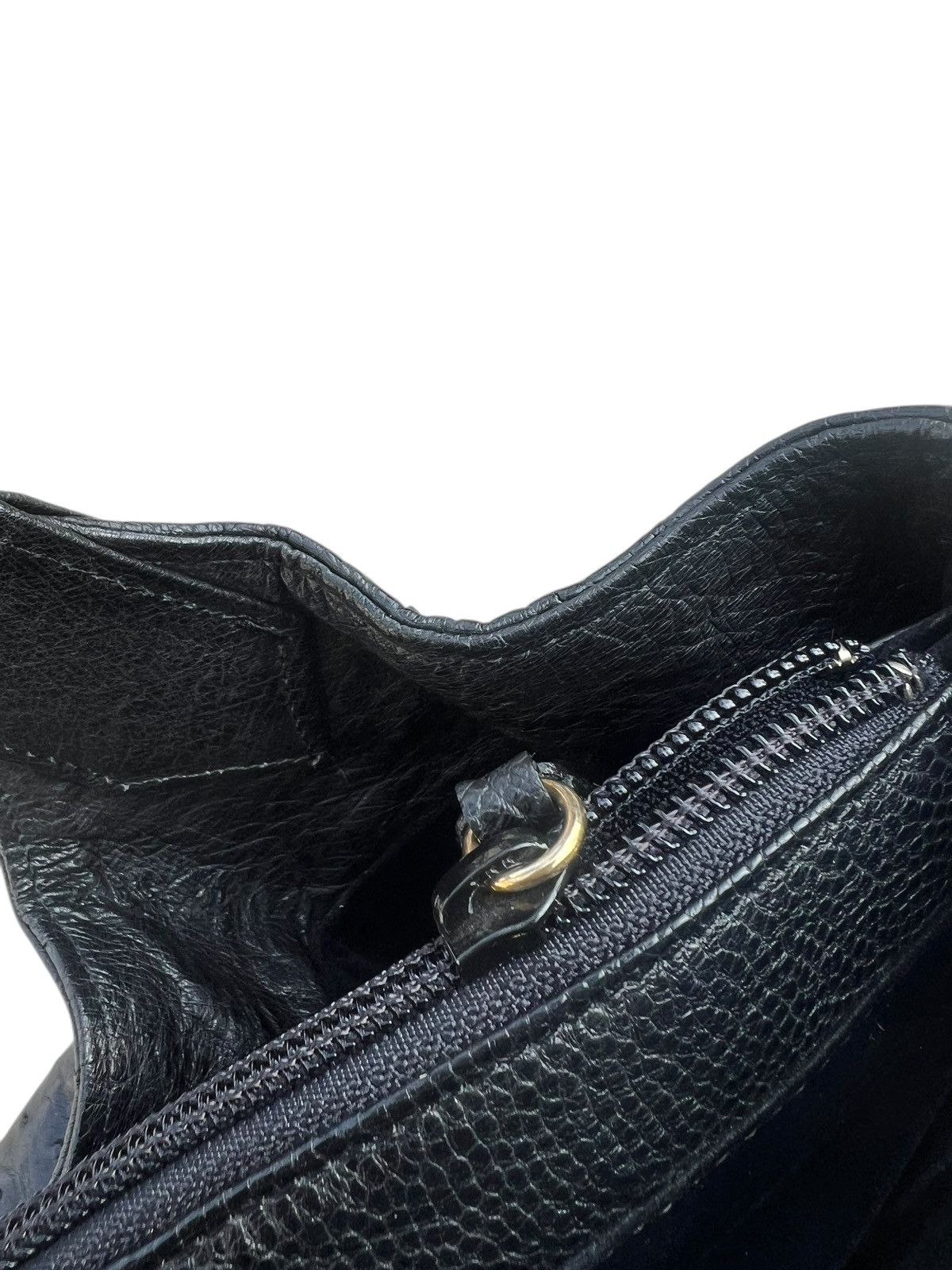 Leather Vintage JRA Japan Black Ostrich Leather Bag Size ONE SIZE - 23 Thumbnail