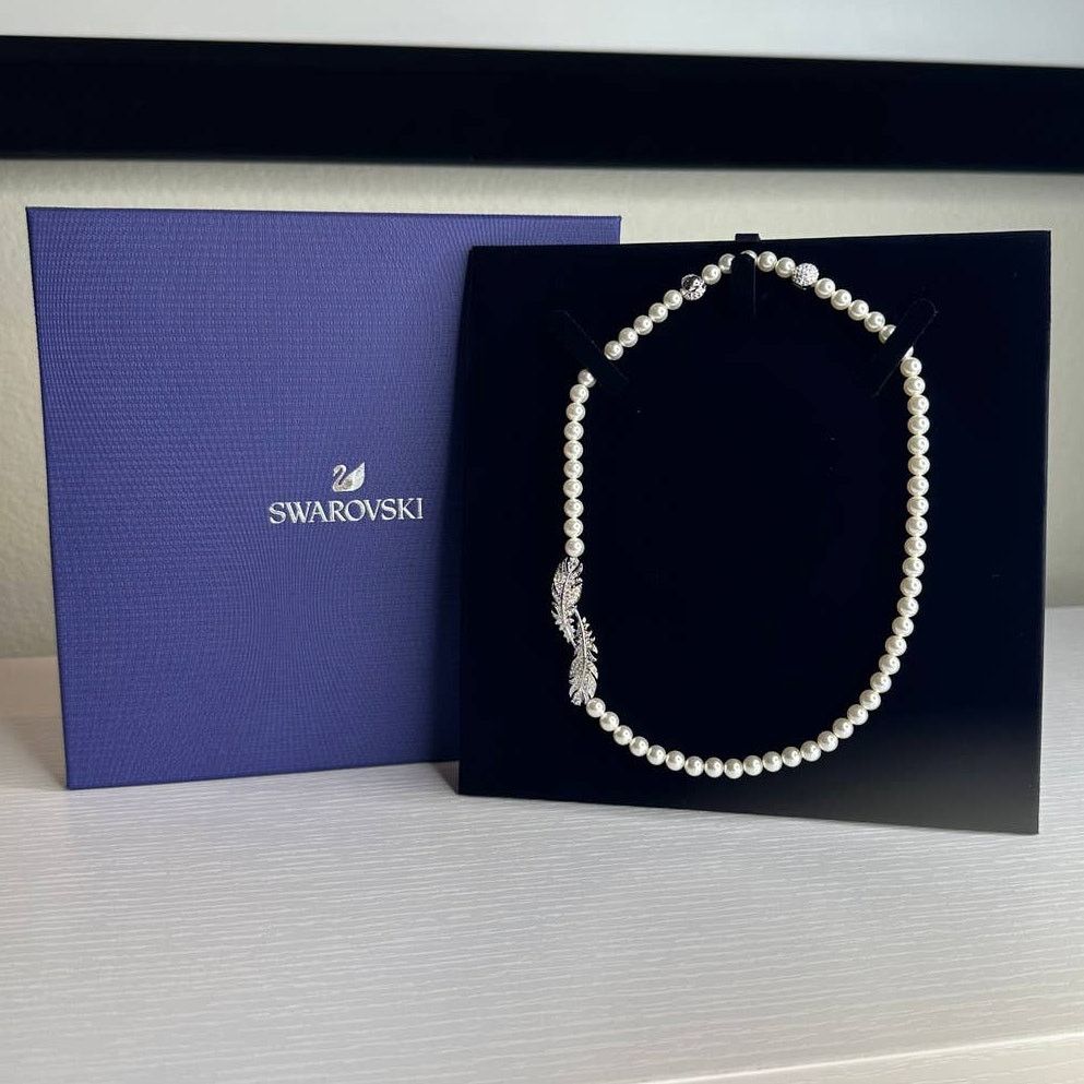 Swarovski Swarovski Feather Necklace Pearl White Rhodium Plating Size ONE SIZE - 10 Thumbnail