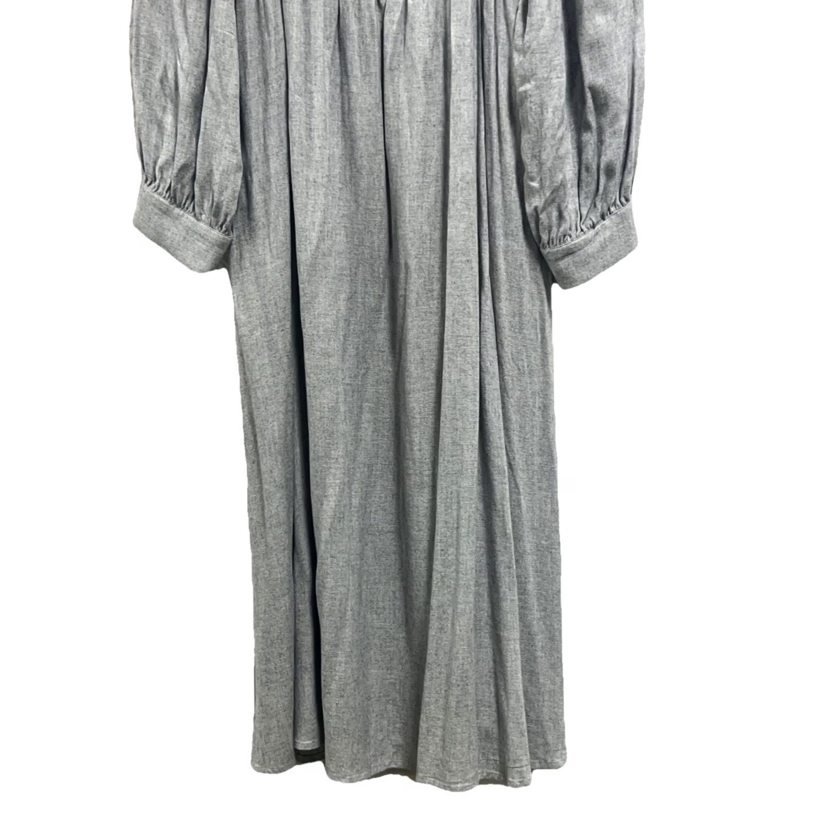 Madewell Madewell Women’s XXL Gray Smocked Midi Dress Puff Sleeve Prairie Cottagecore Size XXL / US 16-18 / IT 52-54 - 4 Thumbnail