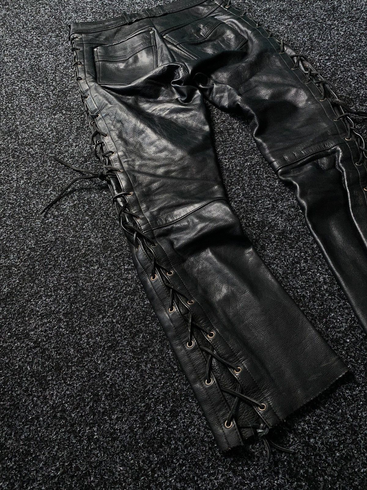 Leather Real Leather Moto Biker Racing Pants Opium y2k Size US 33 - 10 Thumbnail