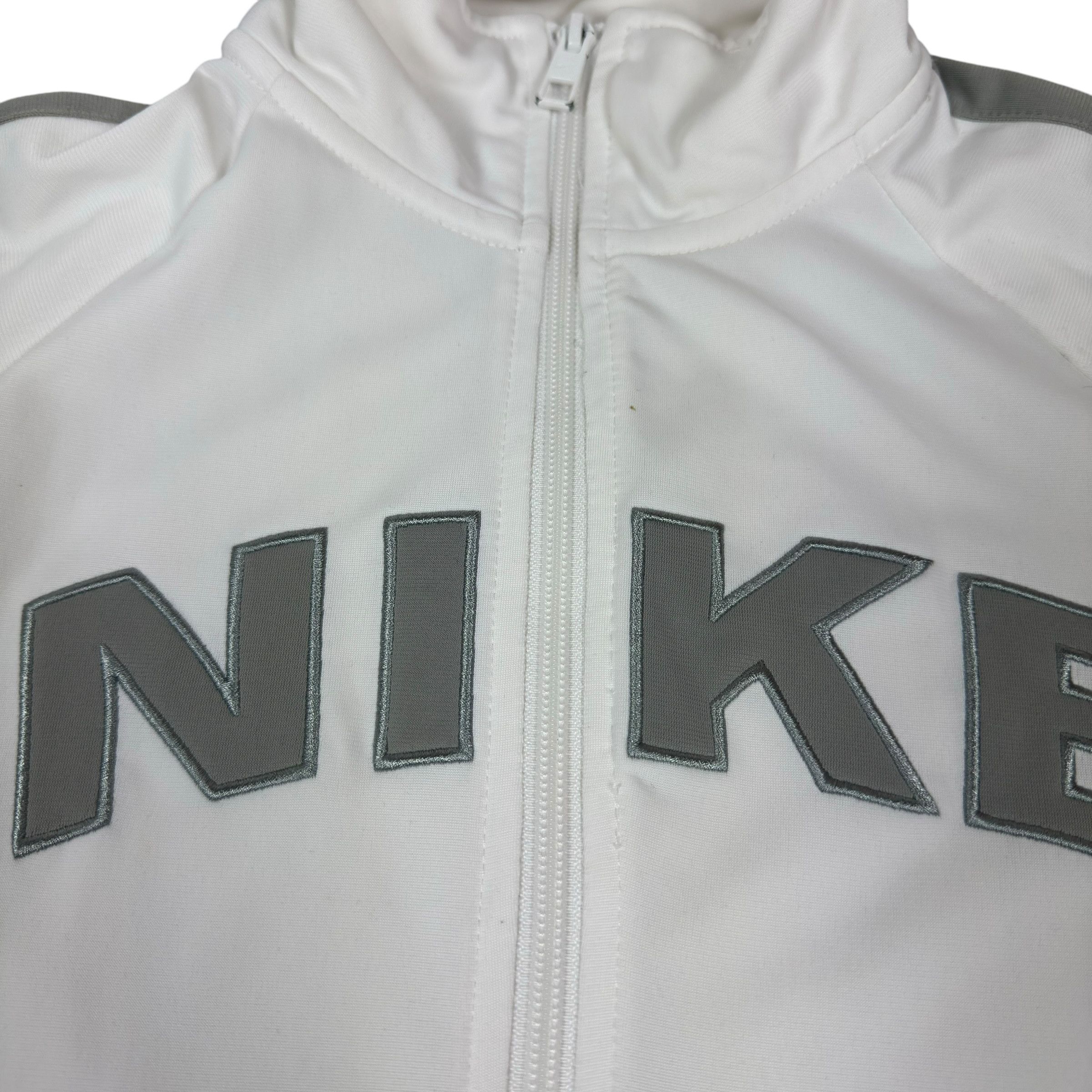 Nike × Vintage Nike Womens White Gray Spellout Full Zip Track Jacket Medium Size M / US 6-8 / IT 42-44 - 3 Thumbnail