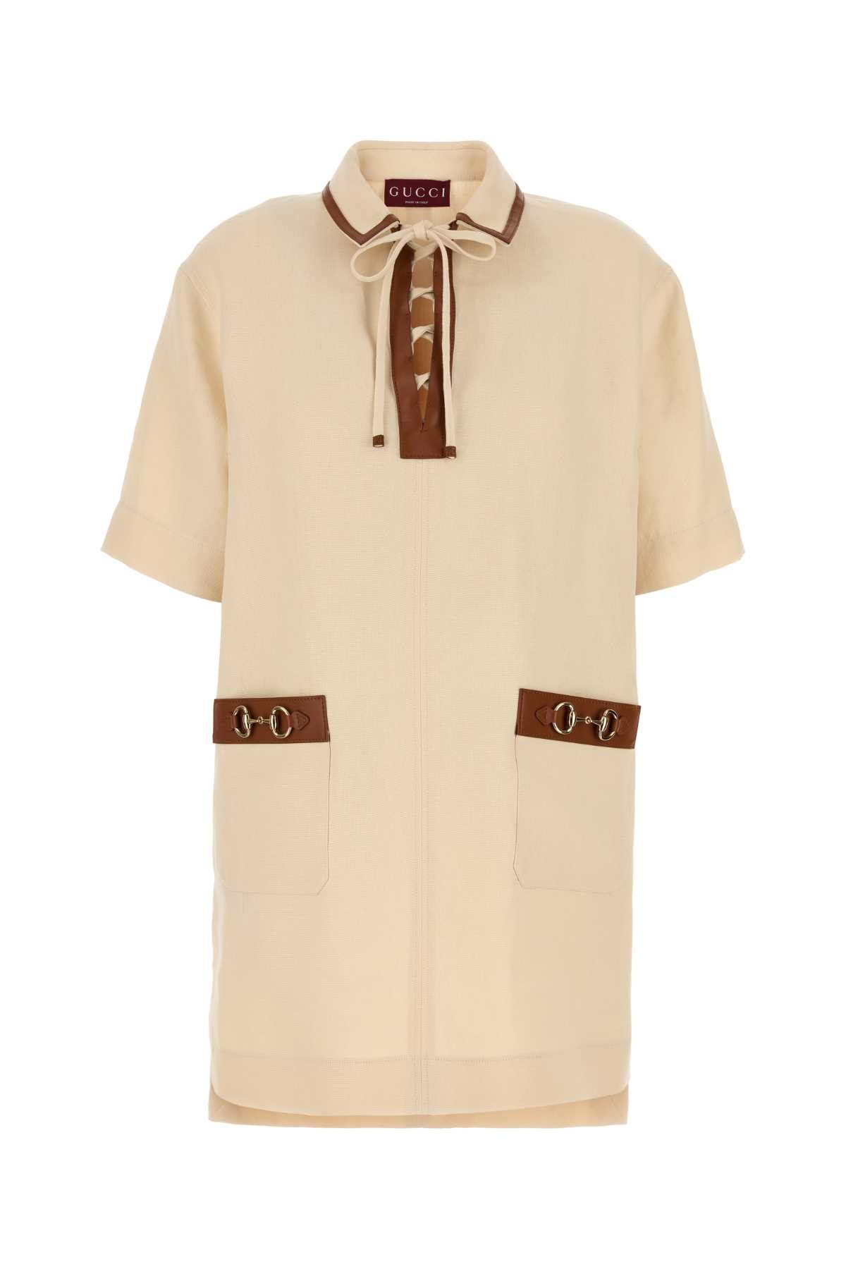 Gucci Sand Linen Mini Dress Size M / US 6-8 / IT 42-44 - 1 Thumbnail