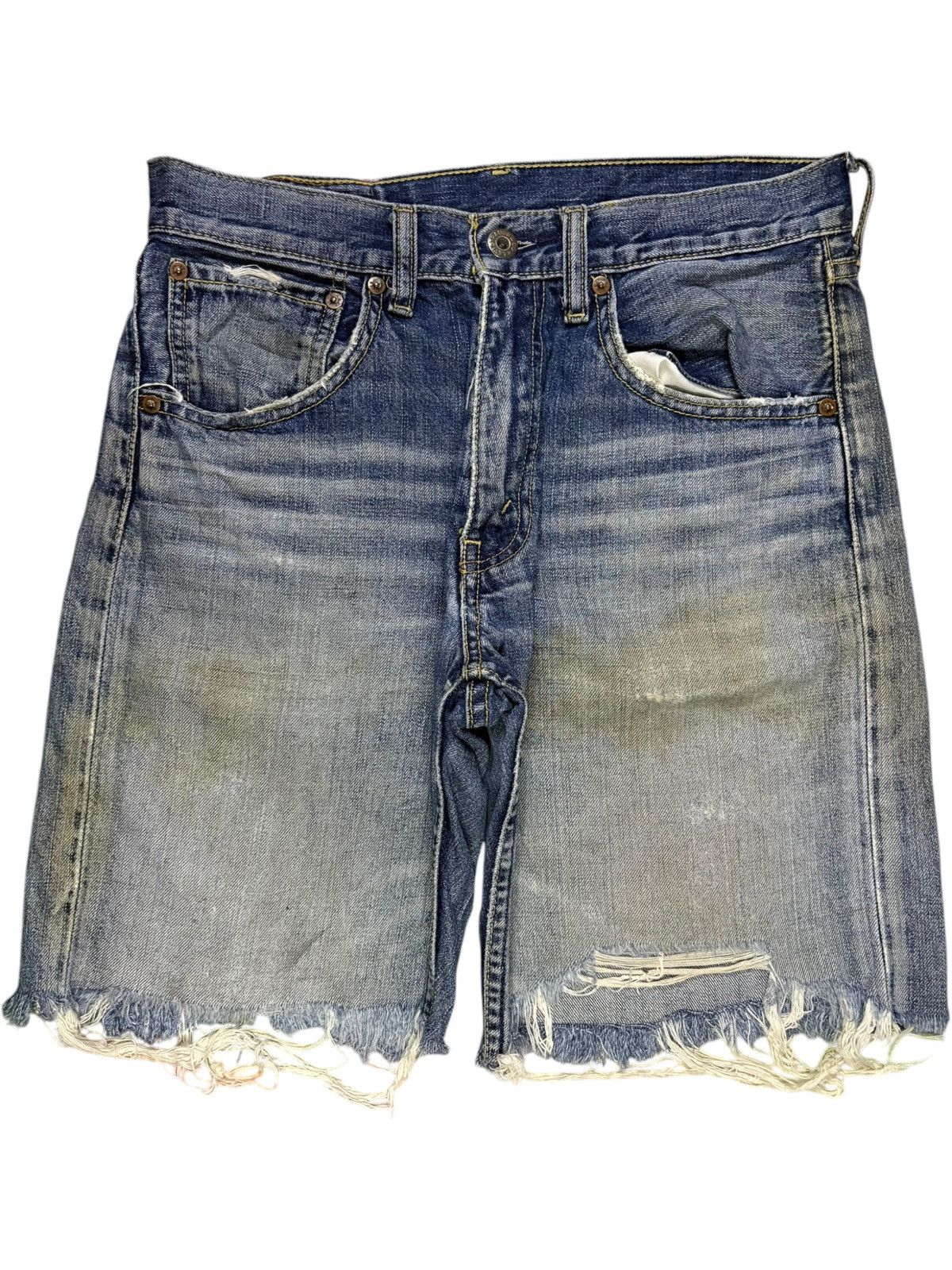 Levi's Vintage 90s Levis 503 Rusty Wash Distressed Baggy Jean Short Size US 29 - 1 Thumbnail