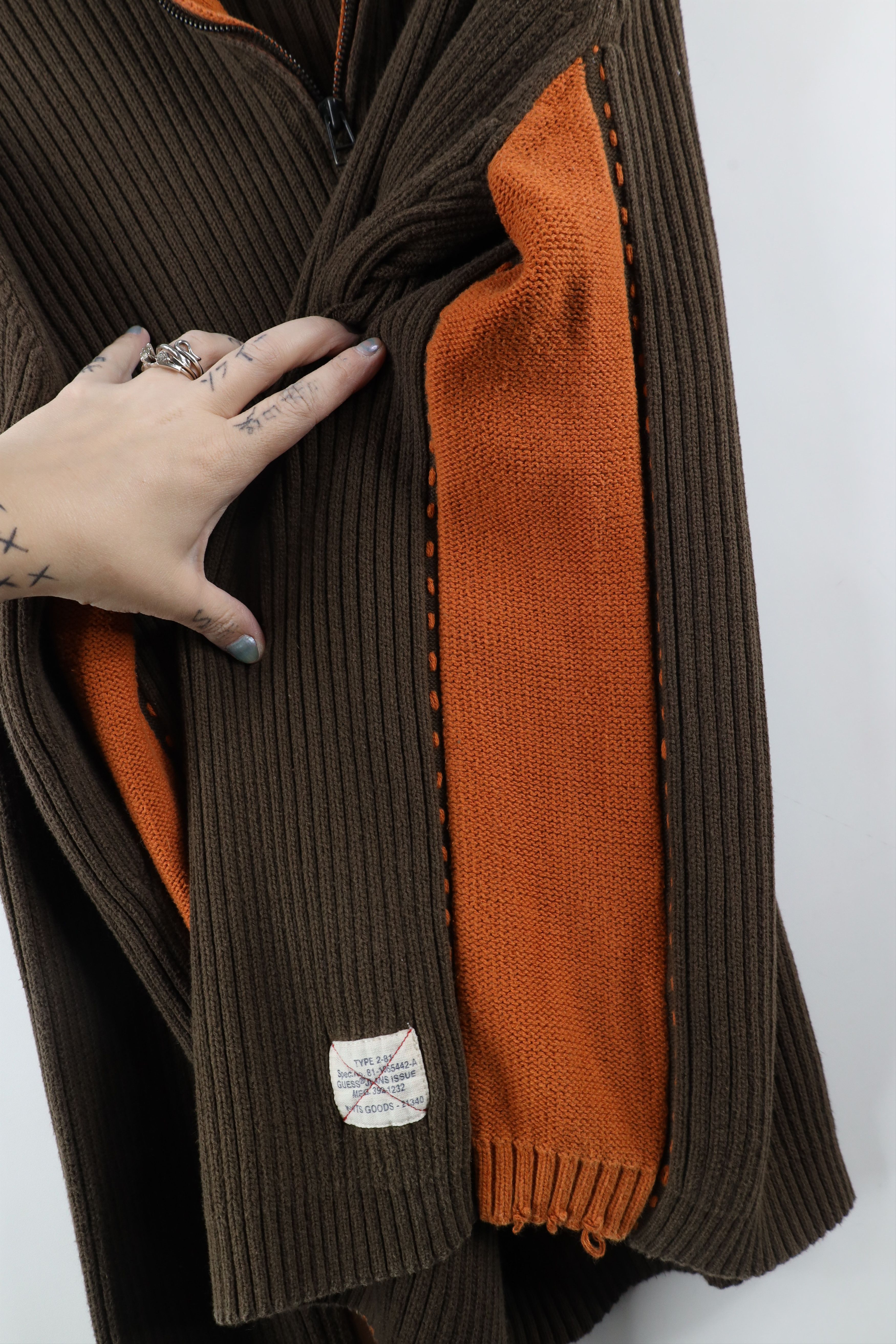Guess × Vintage Vintage 90s Guess Ribbed Knit Half Zip Pullover Sweater Size US M / EU 48-50 / 2 - 7 Thumbnail