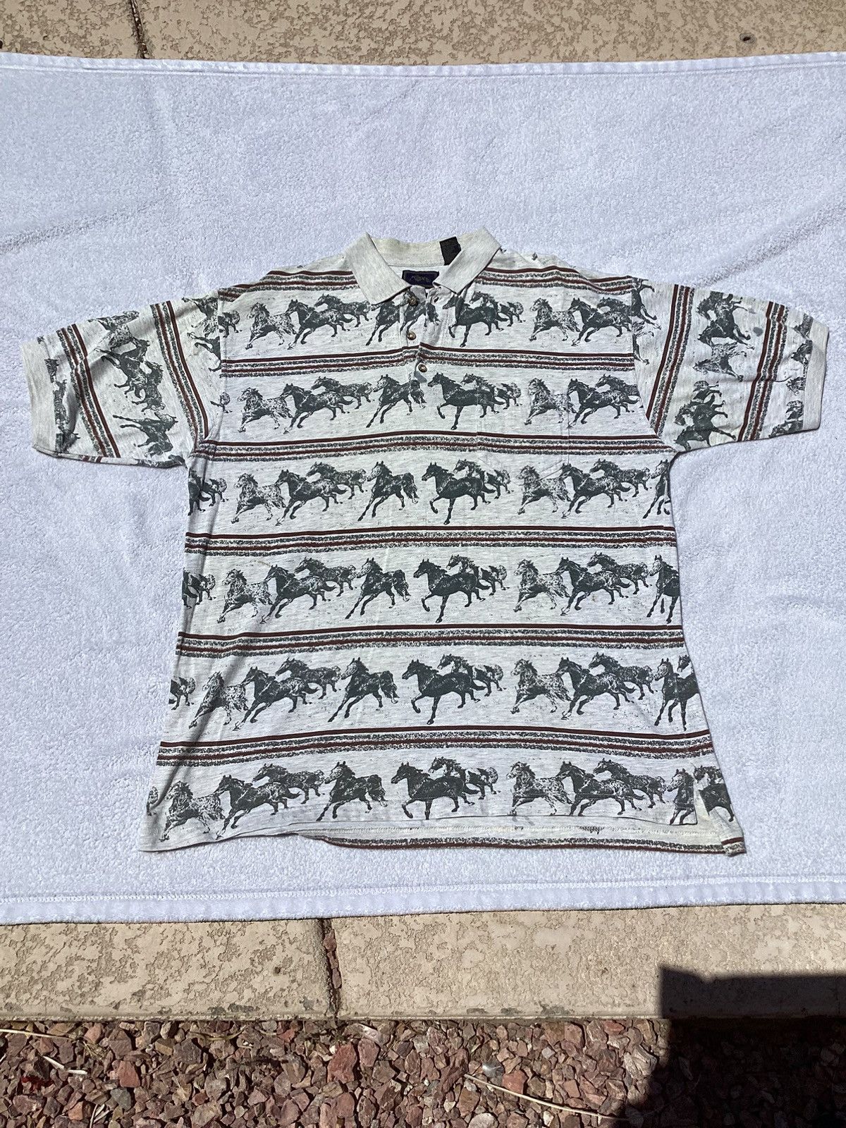 Roper Vintage 90s Roper polo running horses all over print shirt Size US L / EU 52-54 / 3 - 1 Thumbnail