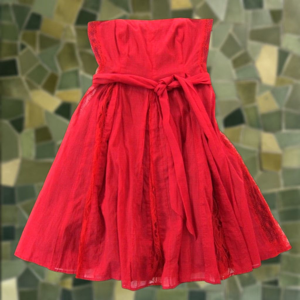 red dress lace up back Simple Red Prom Dress main image 0
