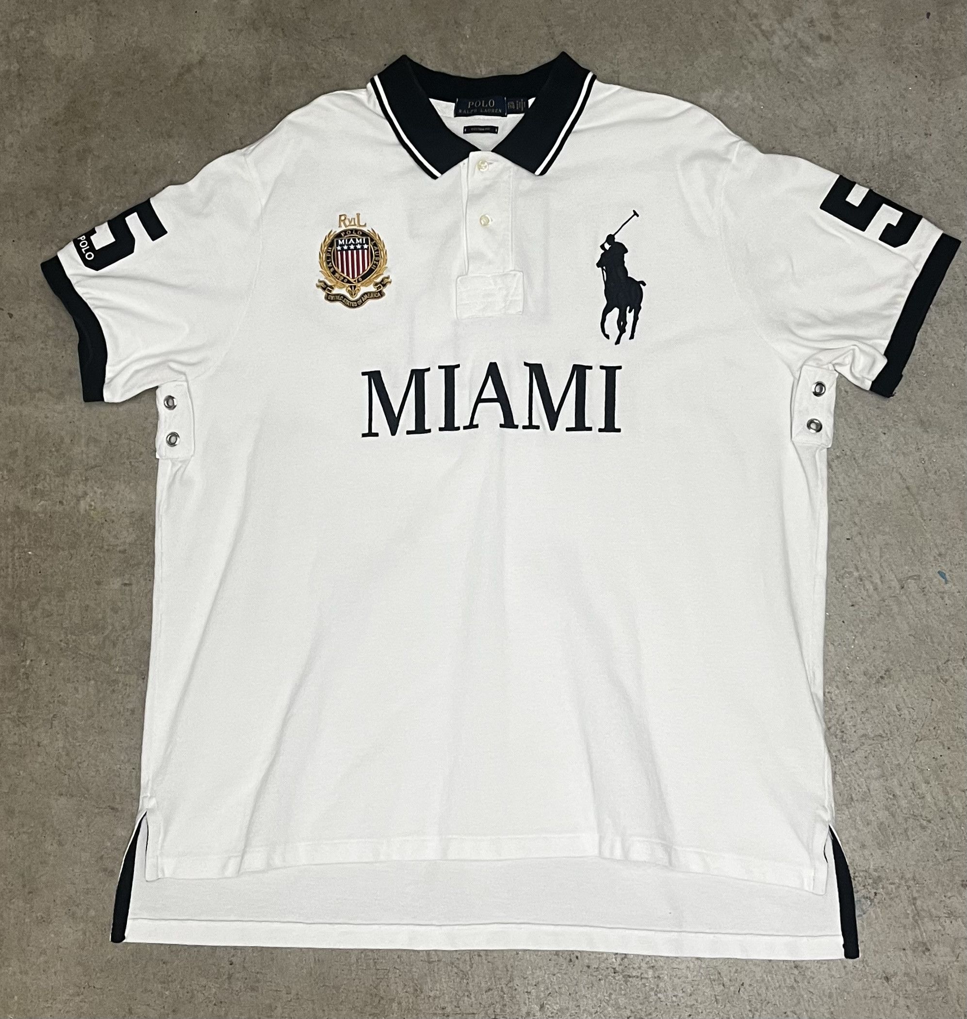 Chief keef ビッグポニー　ラルフローレン　ポロシャツ　Miami Polo Ralph Lauren Polo T-Shirt Miami USA #5 Big Pony Luxury