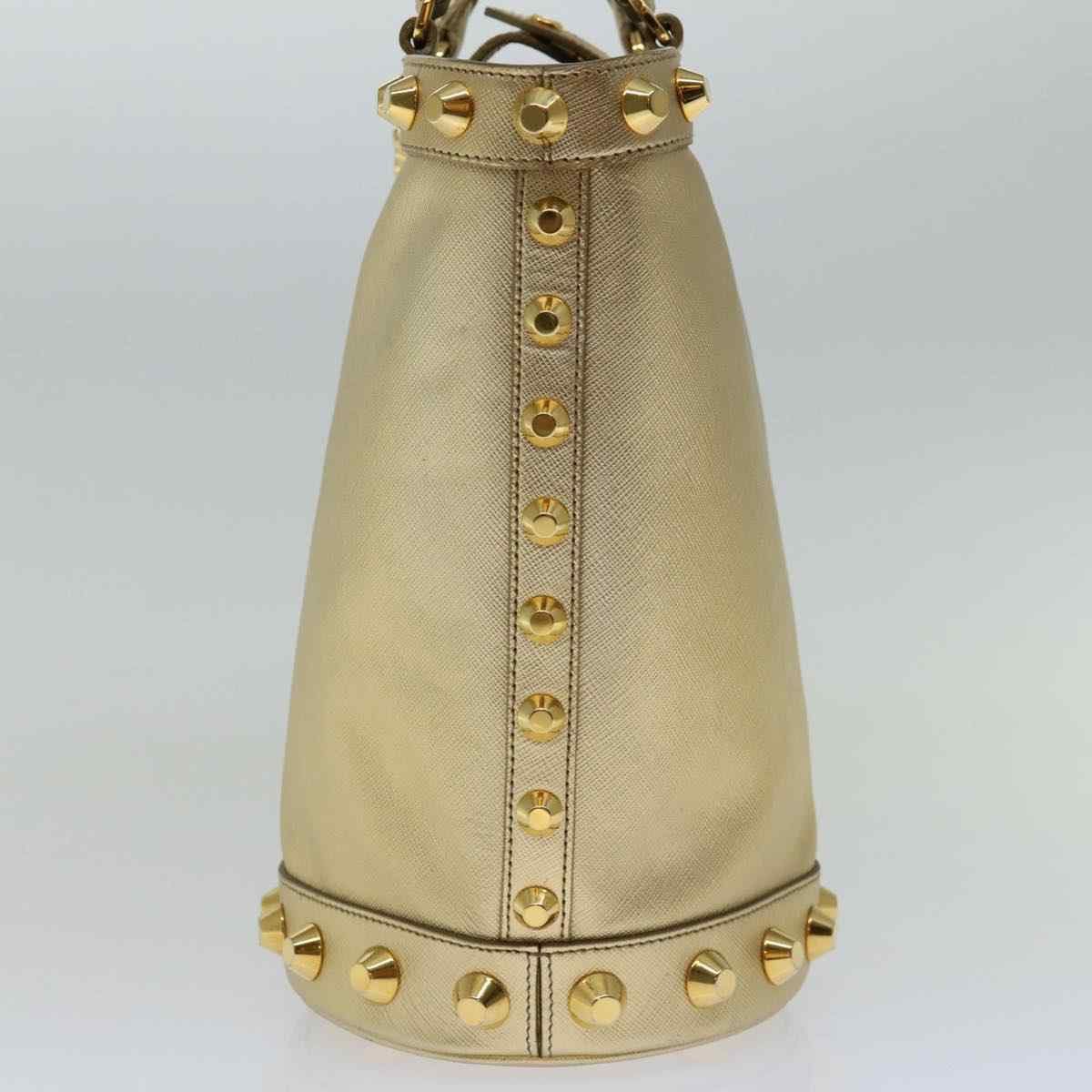 Prada Prada Saffiano Gold Leather Handbag Size ONE SIZE - 3 Thumbnail