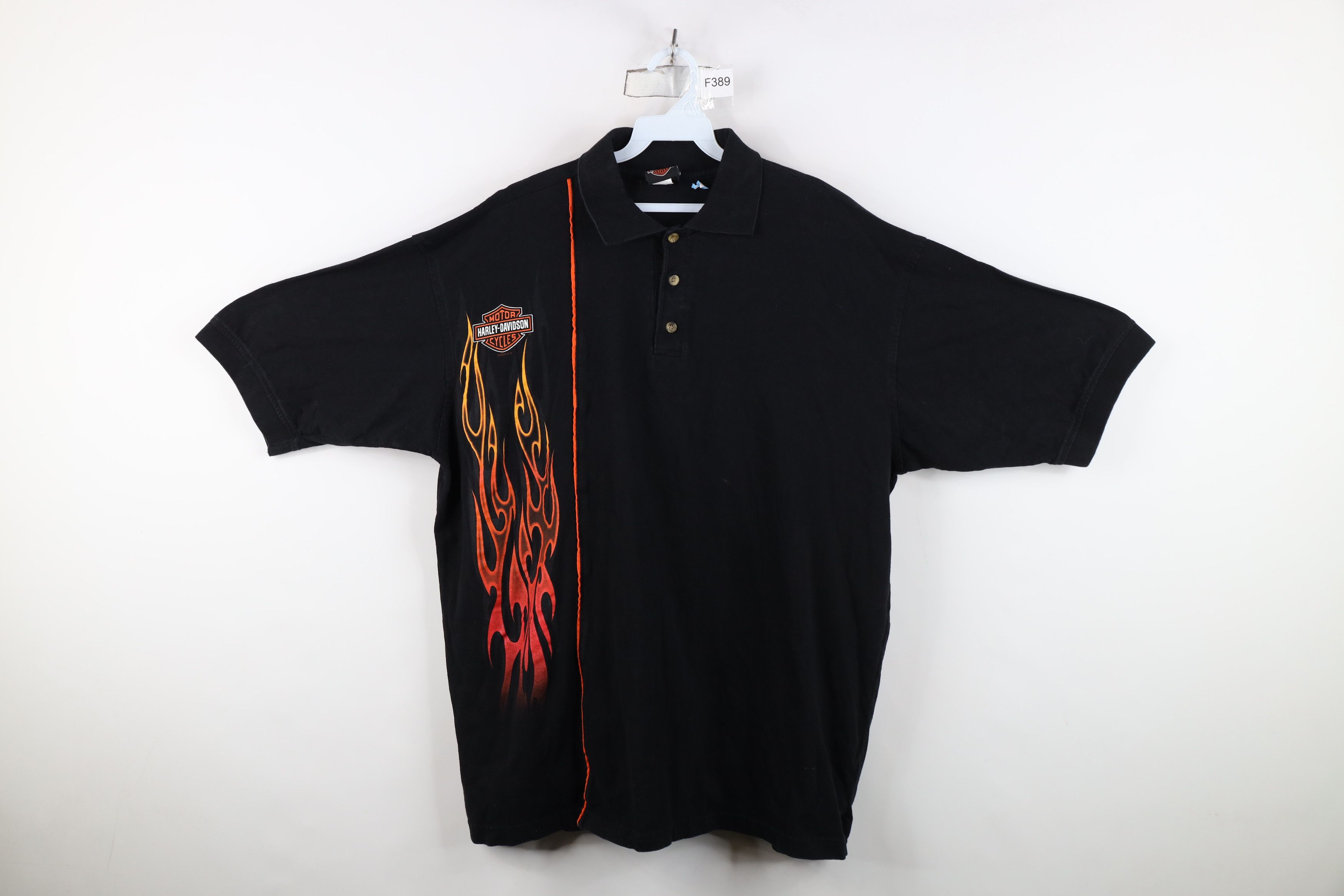 Harley Davidson Vintage Y2K Harley Davidson Fire Flames Collared Polo Shirt Size US XL / EU 56 / 4 - 1 Thumbnail