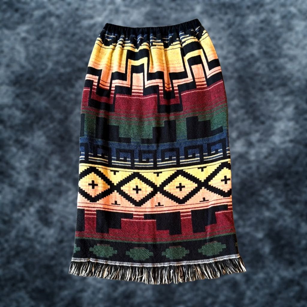 Vintage VTG E. Claire Designs Southwestern Print Cotton Maxi Skirt One Size Women Boho Size 42" / US 20 - 1 Thumbnail