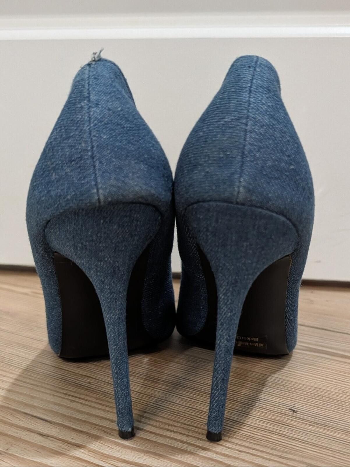 Other Denim Pointed Toe High Heels with Gold Buckle Size US 10 / IT 40 - 3 Thumbnail