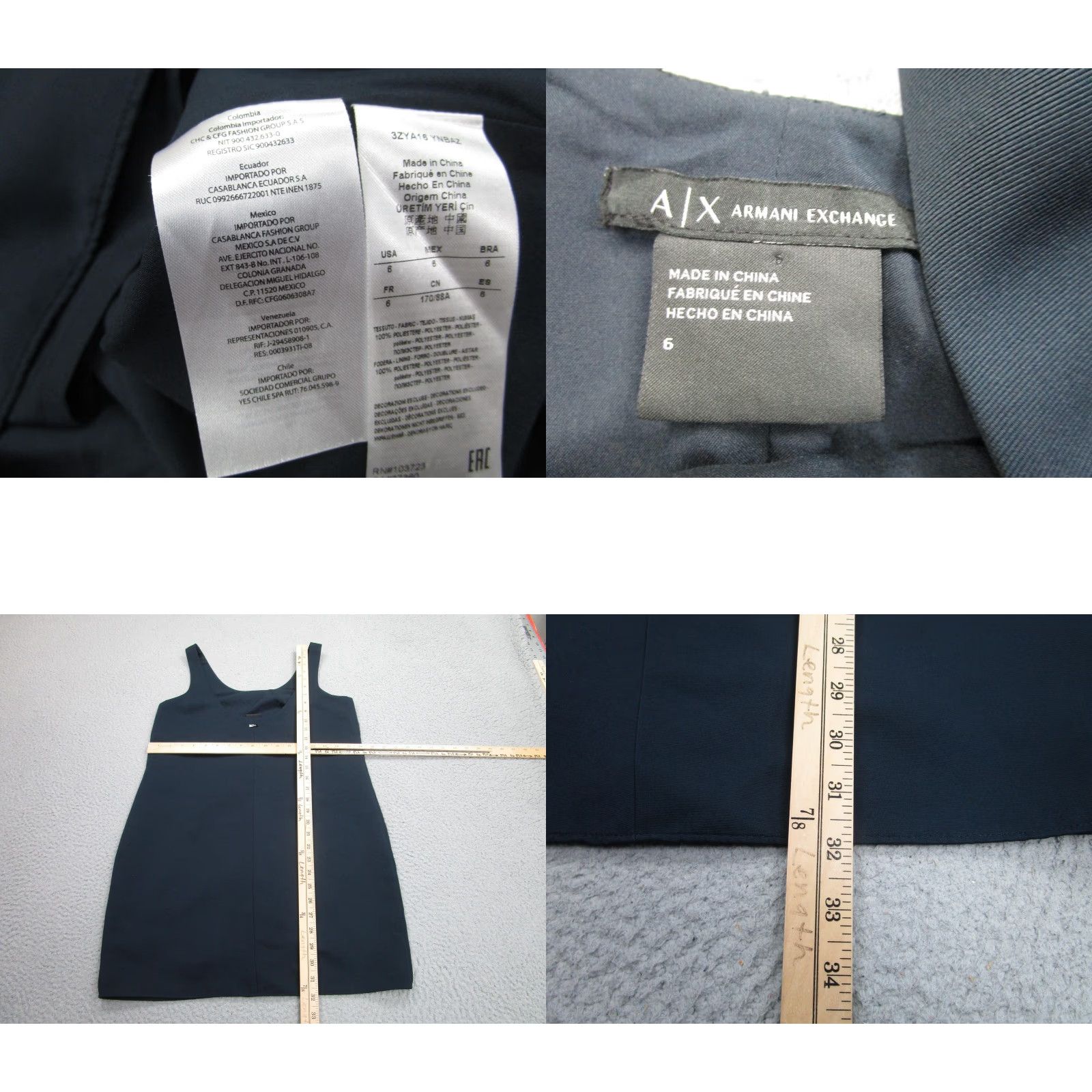 Armani Exchange Armani Exchange Dress Womens 6 Blue Sleeveless Scoop Neck Sheath Lined Mini Size M / US 6-8 / IT 42-44 - 8 Thumbnail