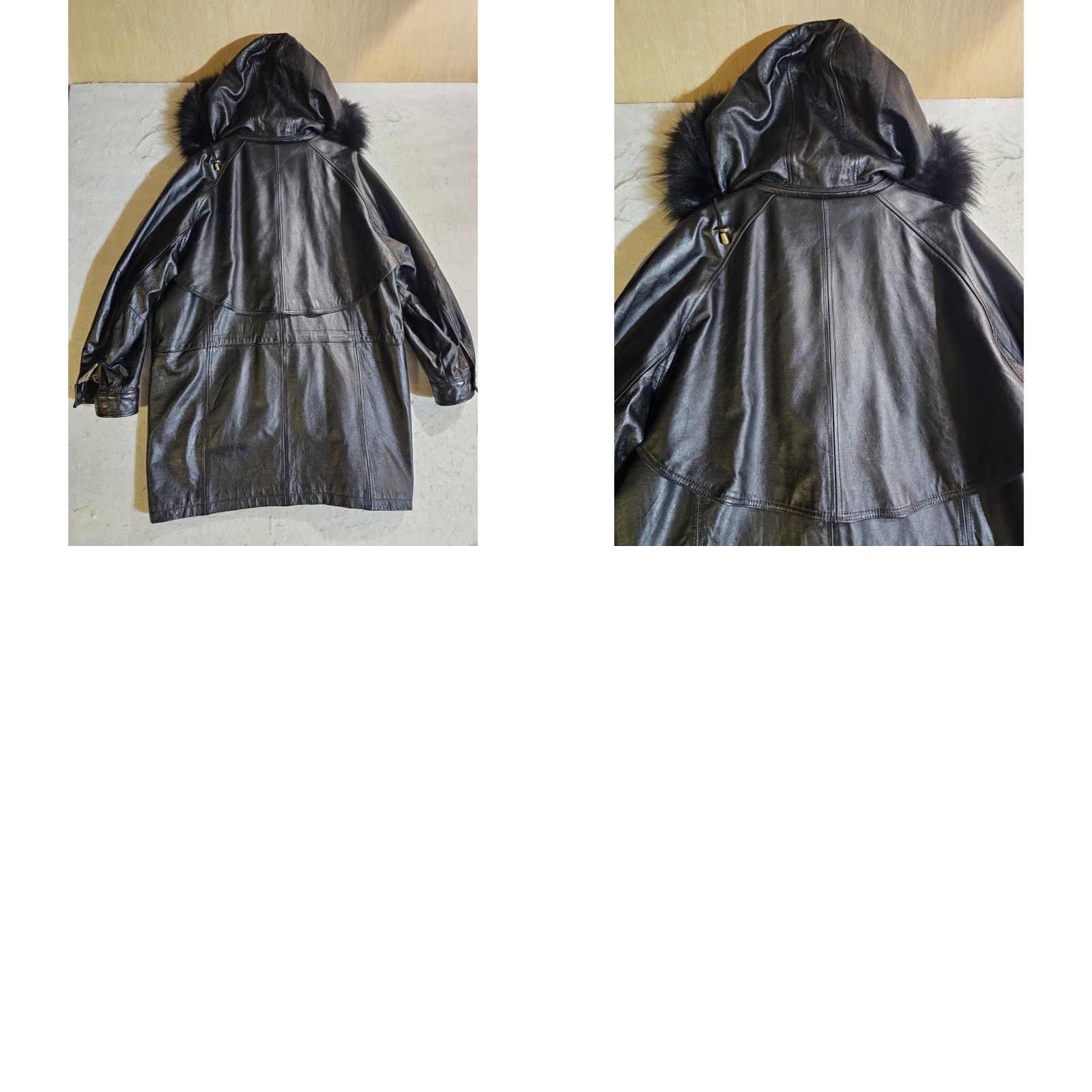 Vintage VINTAGE Leather Limited Black Leather Full Zip Coat w/ Fox Fur Collar Womens XL Coat Size XL / US 12-14 / IT 48-50 - 9 Thumbnail