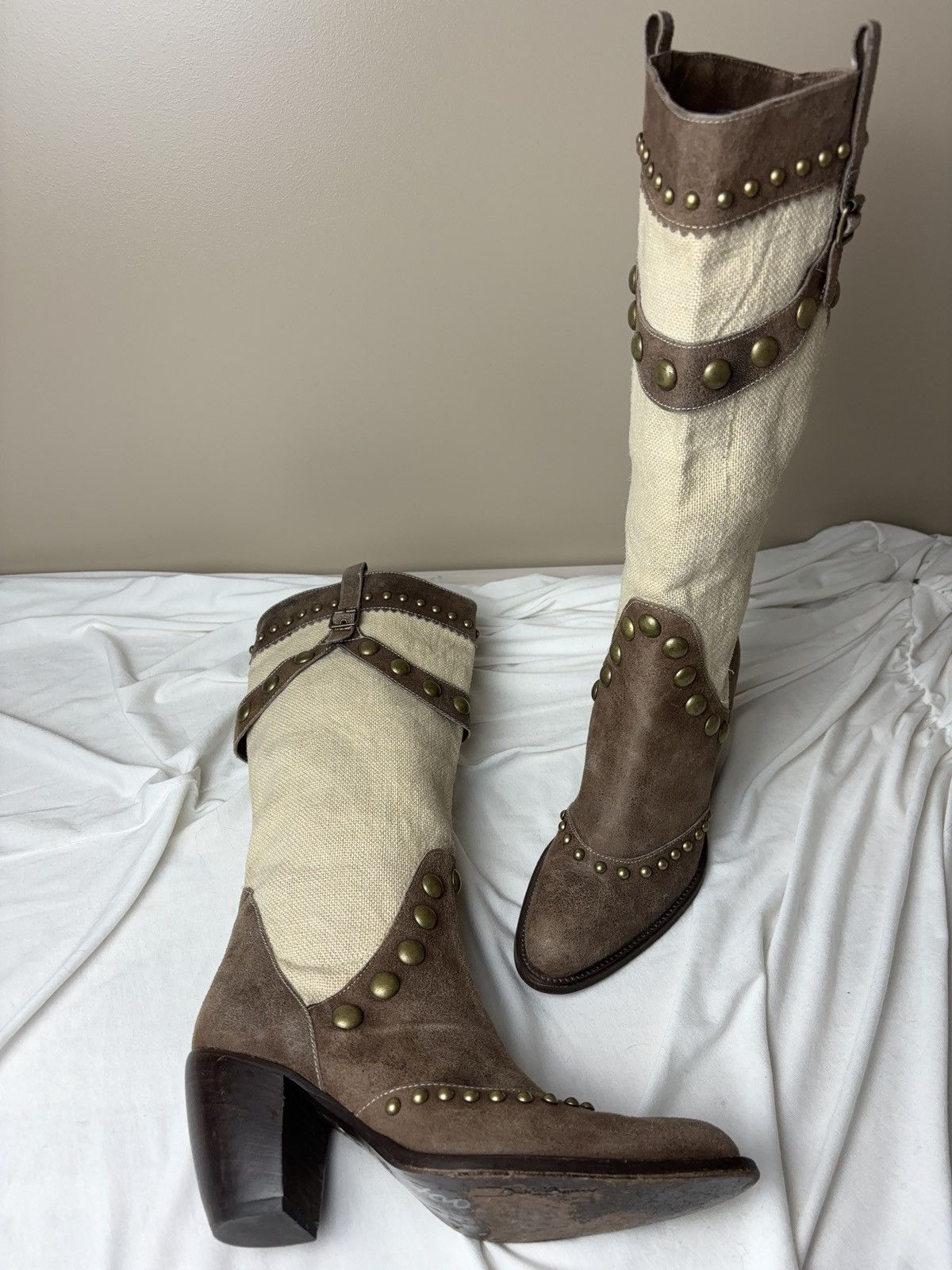 Vintage Italian leather 90s Cossacks high boots cowboy vintage shoes Size US 6 / IT 36 - 9 Thumbnail
