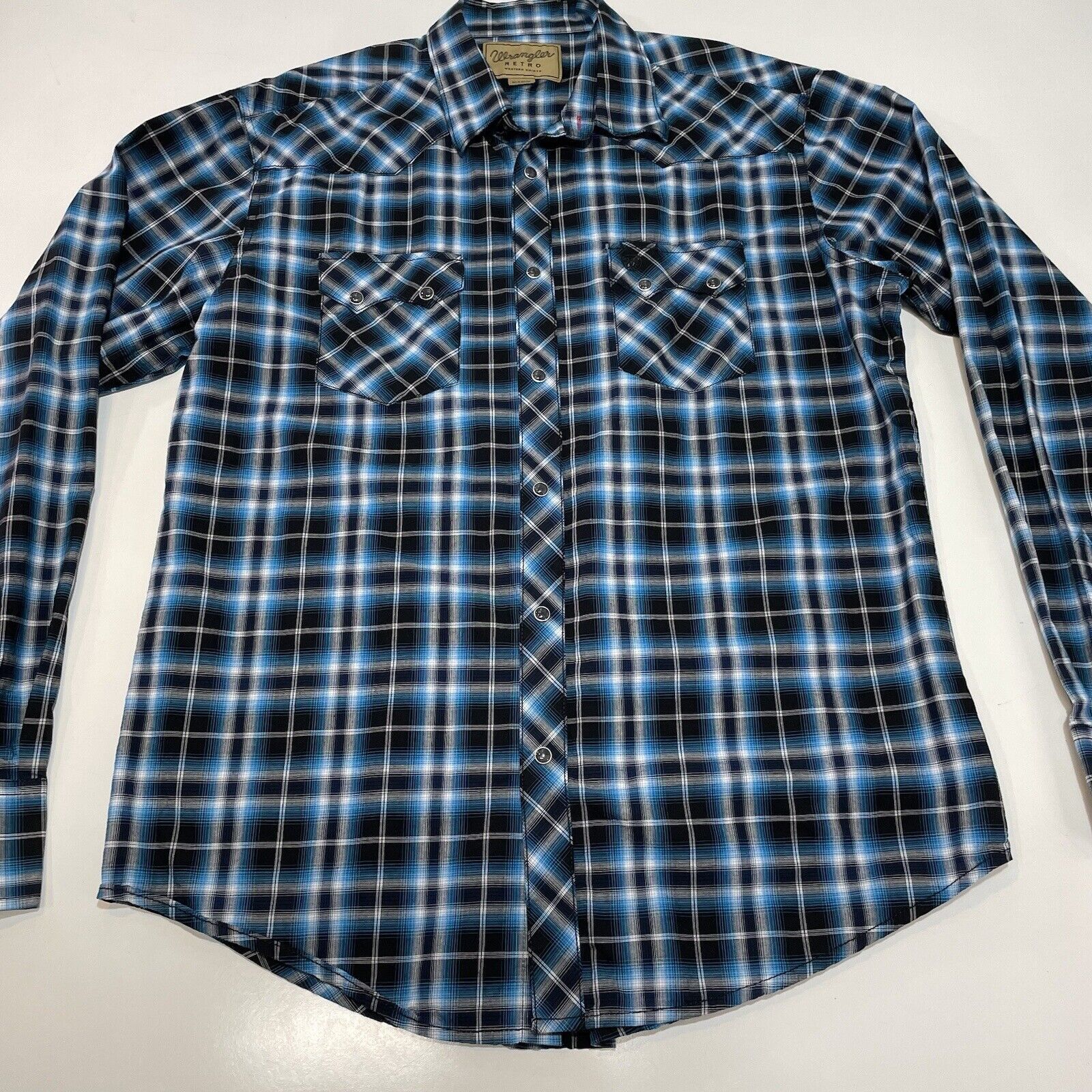 Wrangler VTG Wrangler Retro Men’s Pearl Snap Shirt Plaid Blue XL Size US XL / EU 56 / 4 - 2 Thumbnail