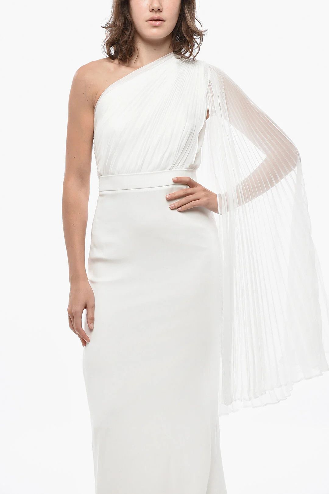 Max Mara og1mm0426 One-Shoulder Mermaid Dress in White Size S / US 4 / IT 40 - 4 Thumbnail
