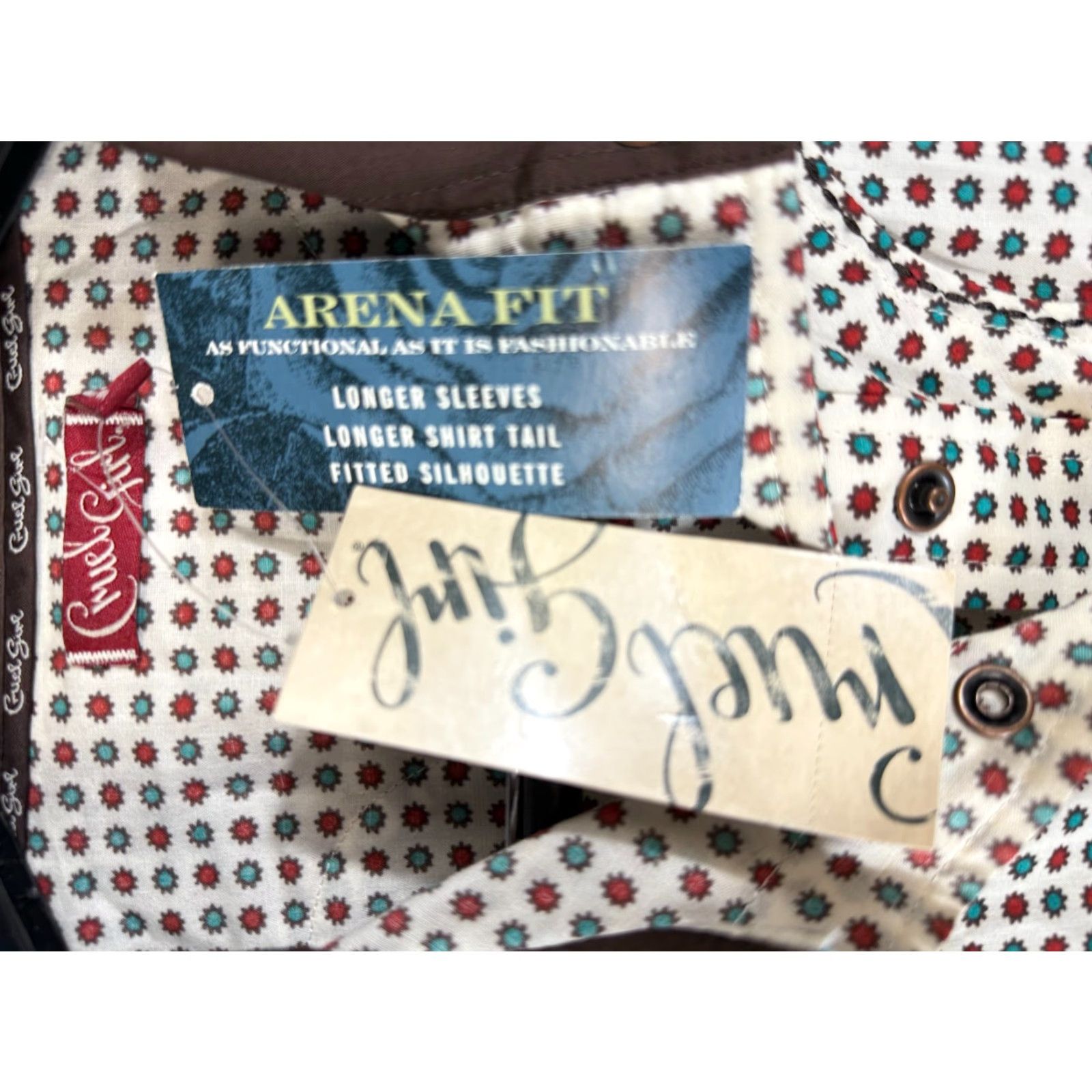 Vintage Cruel Girl Western Shirt Womens 2XL White Red Geo Pearl Snap Arena Fit NWT Long Sleeve Casual Snap Button-Up Geometric Cowgirl 100% Cotton Size XXL / US 16-18 / IT 52-54 - 5 Thumbnail