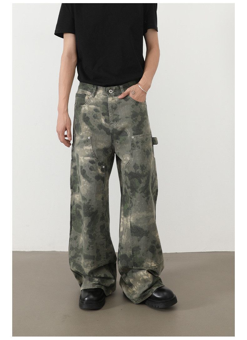 Vintage Retro men's loose straight casual workwear camouflage jeans Size US 32 / EU 48 - 2 Thumbnail