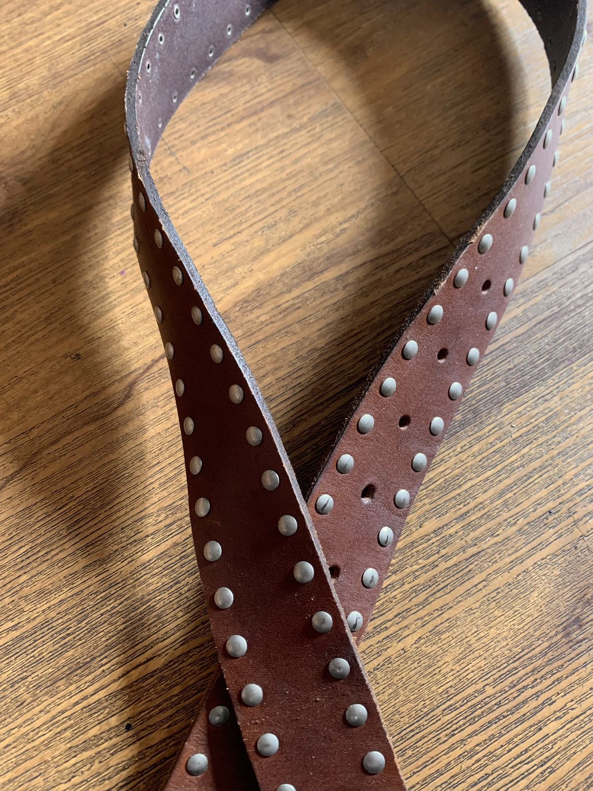 Designer × Genuine Leather × Japanese Brand Brown leather studded belt Size ONE SIZE - 3 Thumbnail