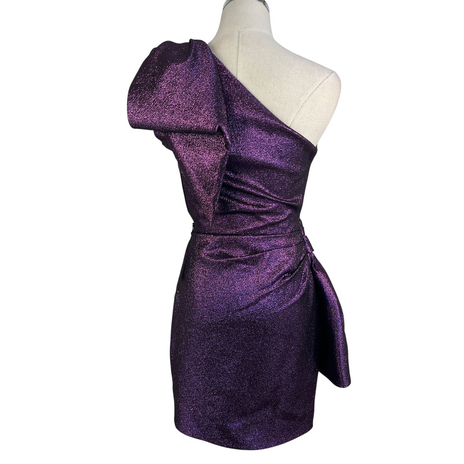 Ronny Kobo Ronny Kobo Brit Dress Purple Metallic Mini One Shoulder Size XS / US 0-2 / IT 36-38 - 8 Thumbnail