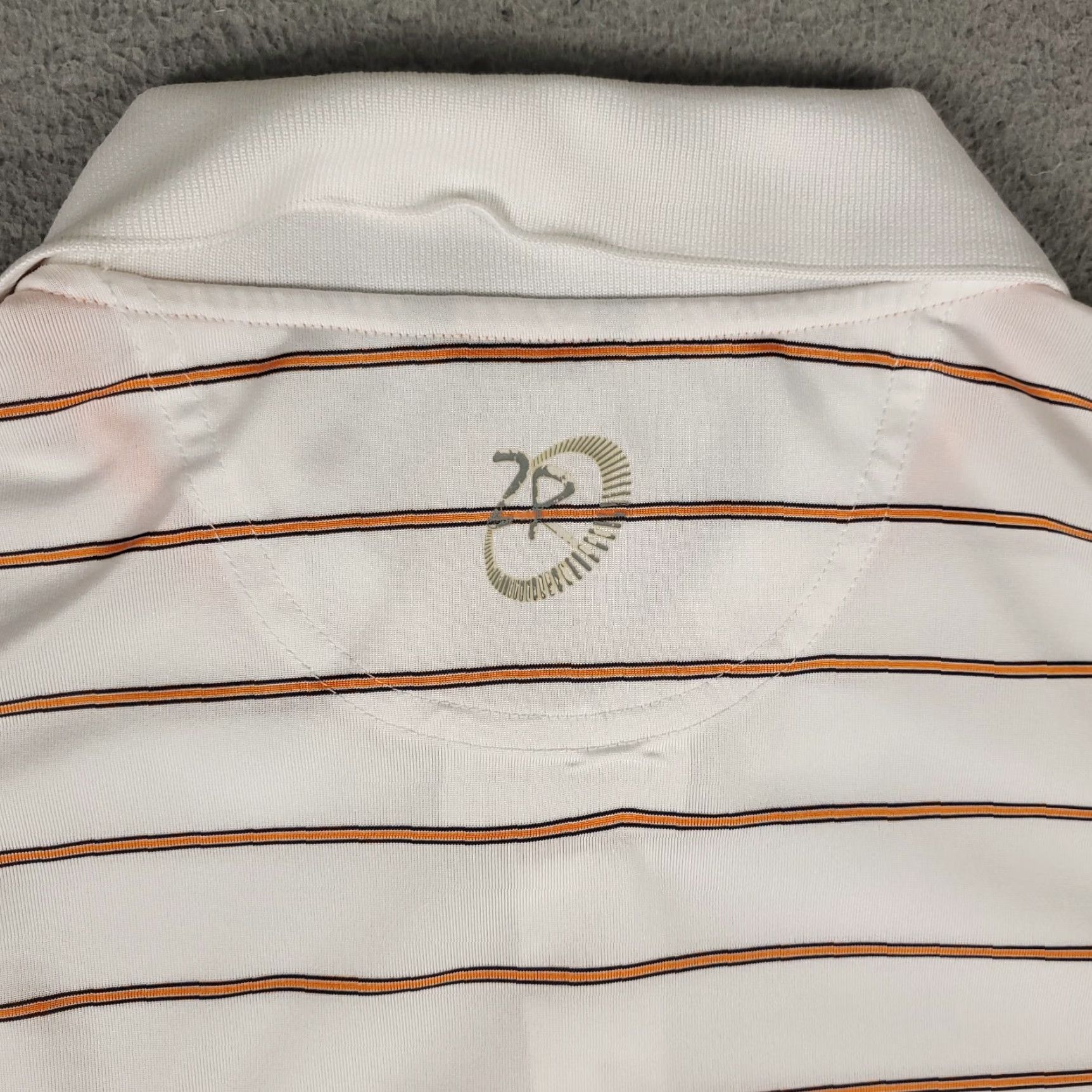 Vintage Zero Restriction Polo Shirt Mens Size XL White Orange Striped Golf Short Sleeve* Size US XL / EU 56 / 4 - 4 Thumbnail
