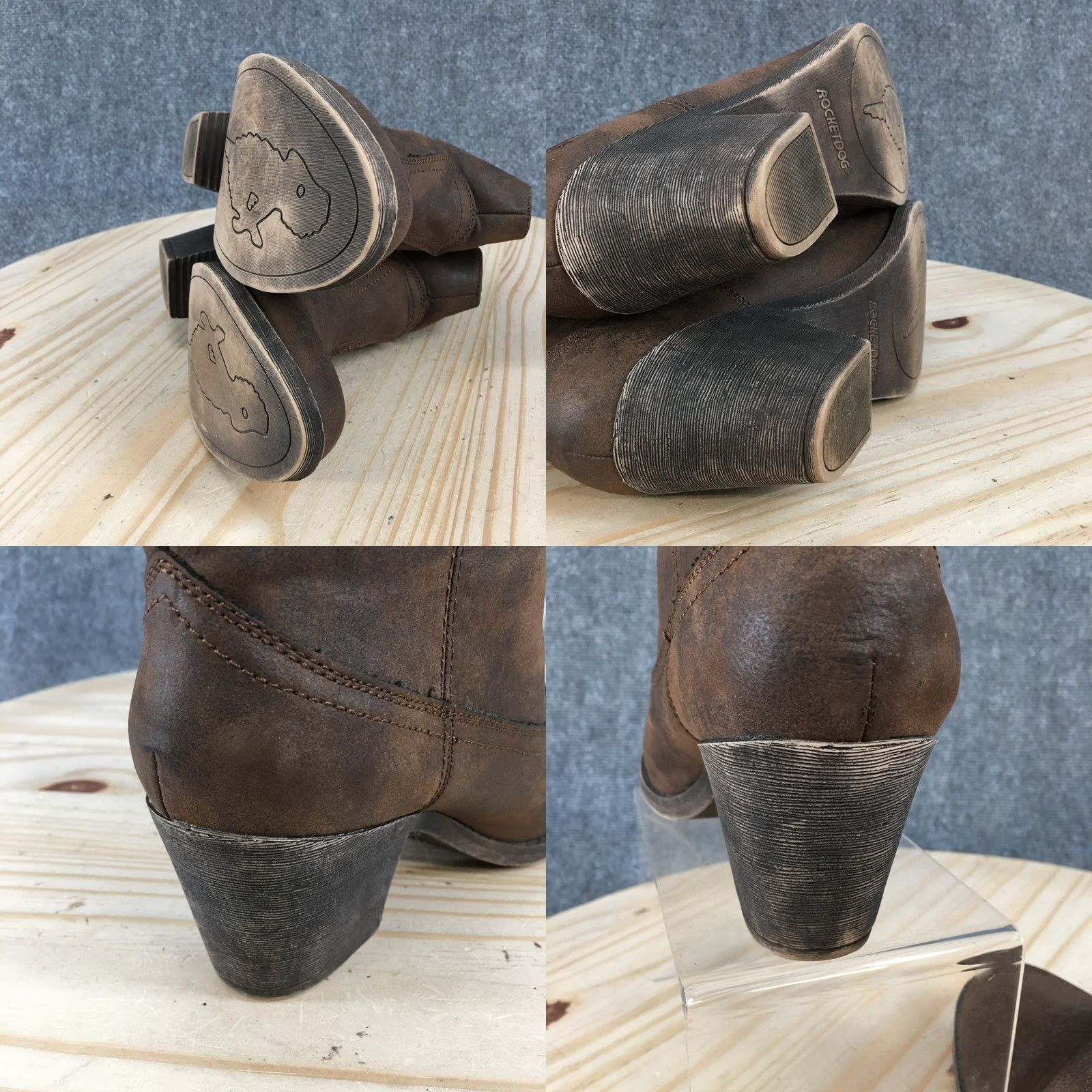 Vintage Rocket Dog Boots Western Soundoff Brown Womens 8 Ankle Booties Block Heels Shoes Size US 8 / IT 38 - 8 Thumbnail