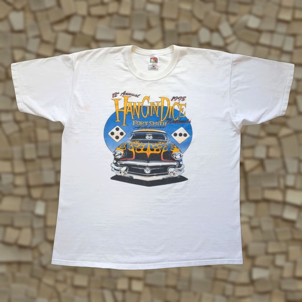 Fruit Of The Loom VINTAGE Fruit of the Loom 90s T-Shirt Men's XL White Cotton Short Sleeve Crew Neck Cars Hot Rod Fort Smith Arkansas Graphic - 1998 Size US XL / EU 56 / 4 - 1 Thumbnail