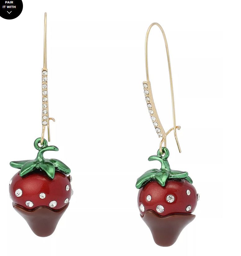 Betsey Johnson Betsey Johnson Love Spell Chocolate Strawberry Earrings Size ONE SIZE - 1 Thumbnail