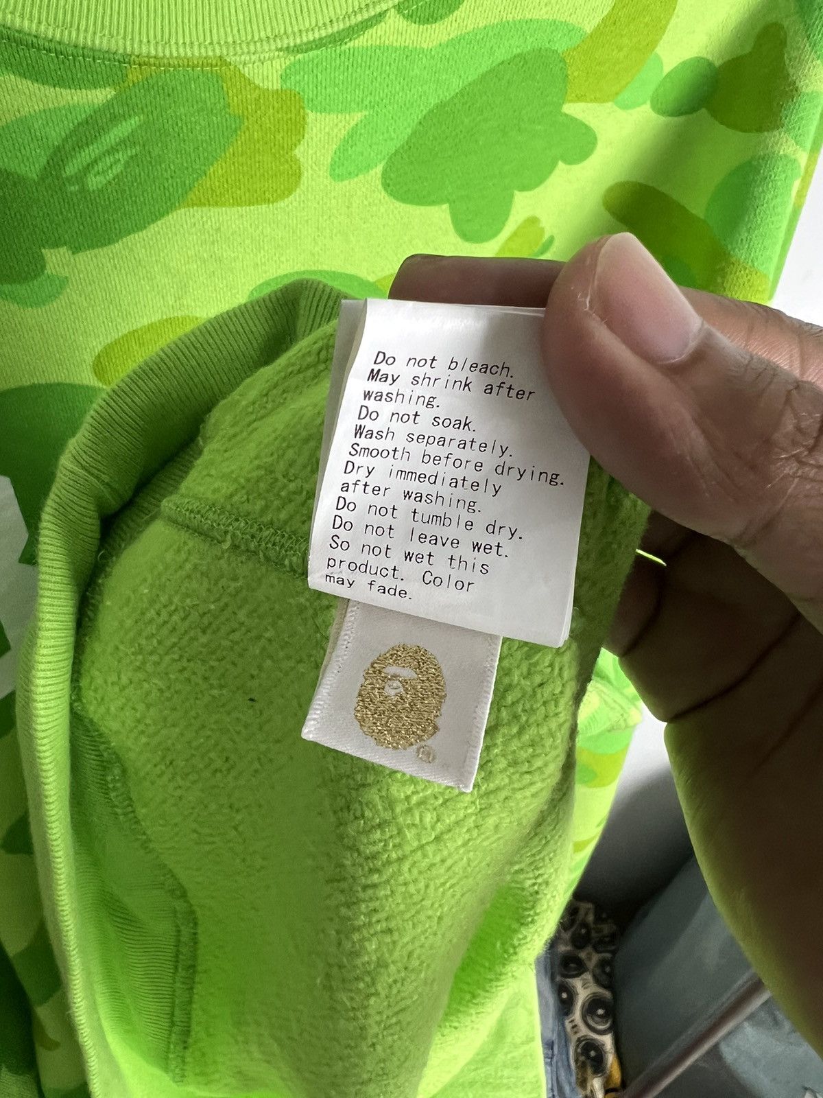 Bape SS15 Bape Camouflage Neon Green Crewneck Size US L / EU 52-54 / 3 - 8 Thumbnail