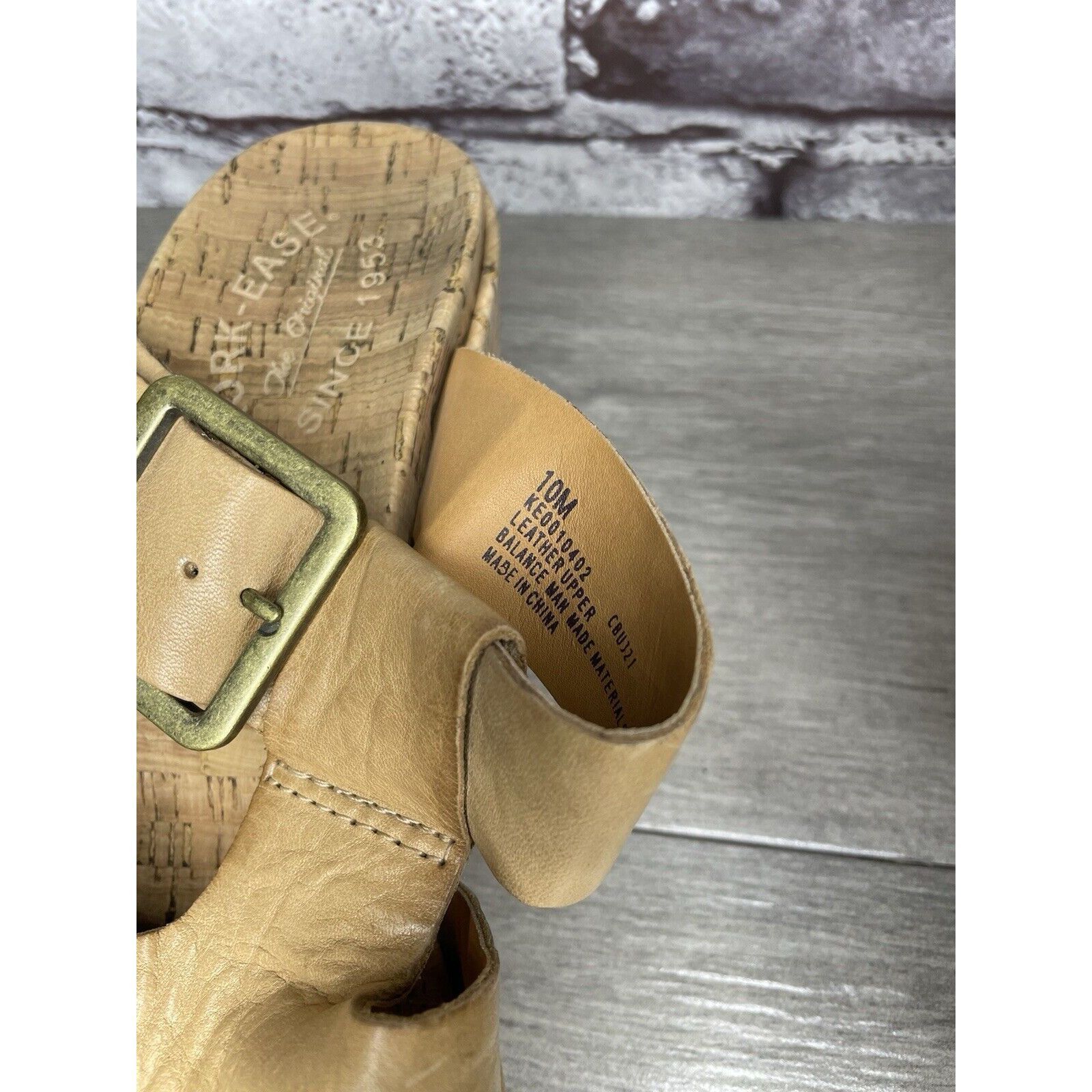 Other Kork Ease Tan Leather Cork Platform Strap High Wedge Sandals Size US 10 / IT 40 - 19 Thumbnail