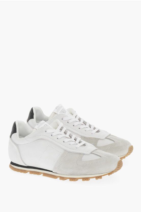 image of Maison Margiela Mm22 Fabric And Suede Low Top Sneakers in Grey, Women's (Size 5)