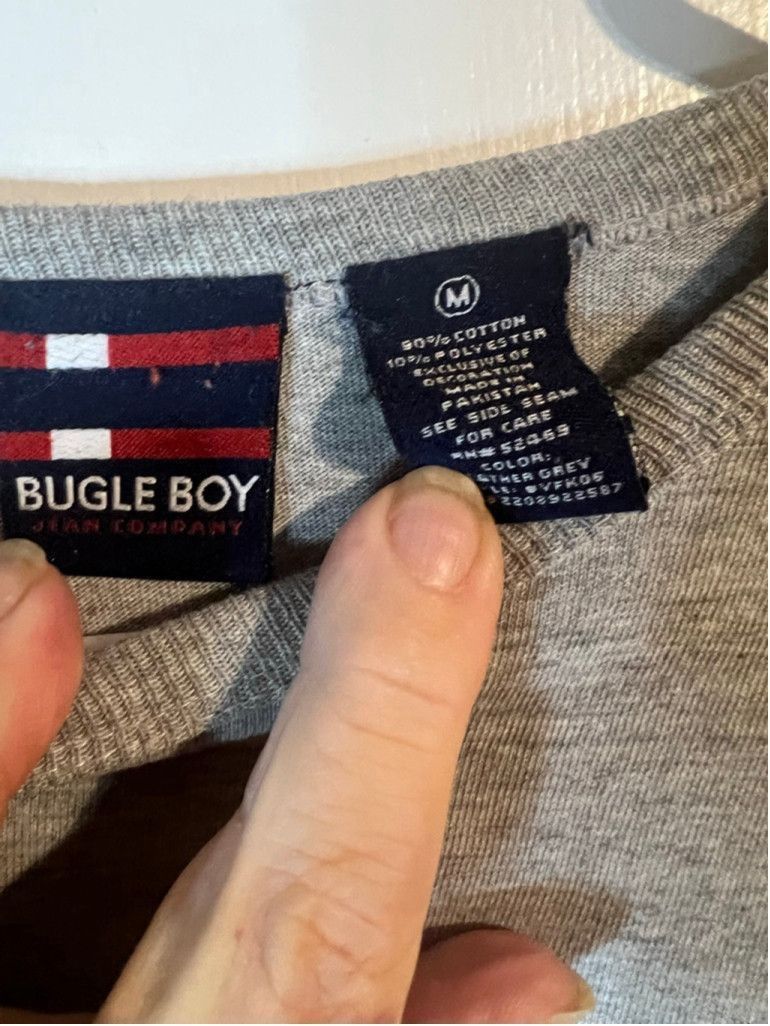 Bugle Boy Men's Bugle Boy Grey & Blue 77 Long Sleeve Tee Shirt M Size US M / EU 48-50 / 2 - 3 Thumbnail
