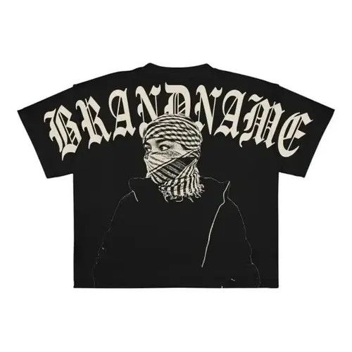 image of Vintage Harajuku T Shirt Men Hip Hop Gothic Graphic in Black (Size Large)