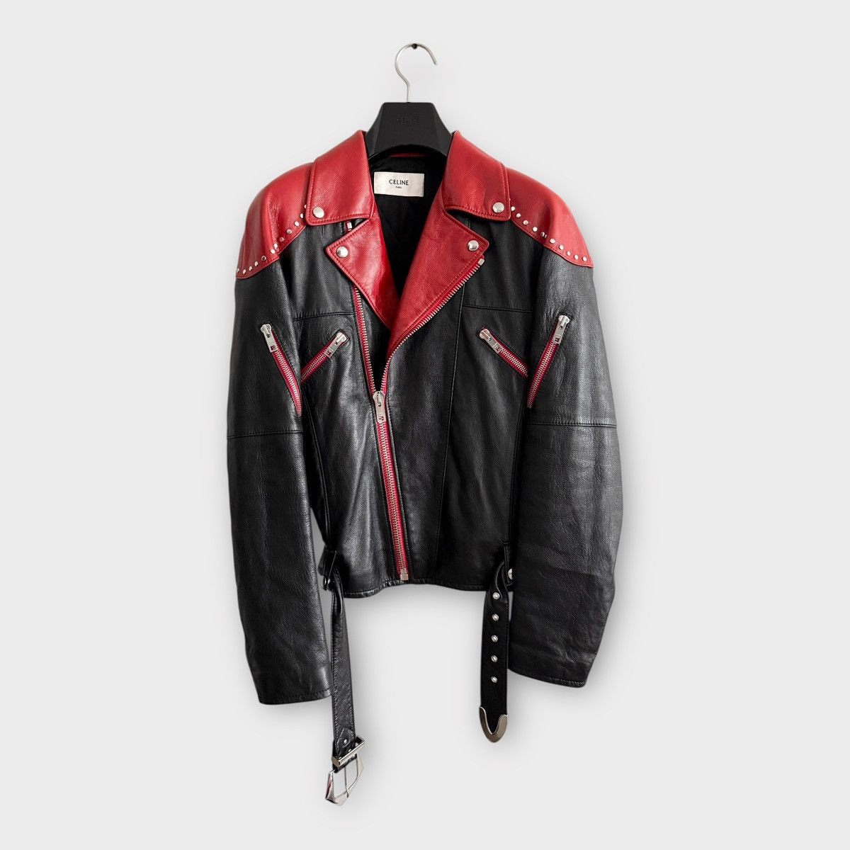 Celine HOLY GRAIL! Celine Runway Studded Leather Biker Jacket Size US M / EU 48-50 / 2 - 1 Thumbnail